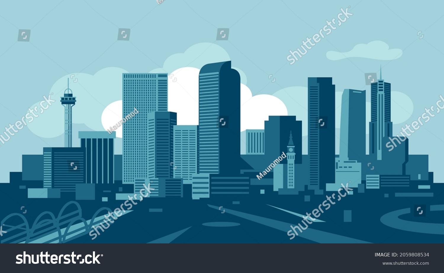 Denver Colorado Skyline Vector Illustration Stock Vector Royalty Free