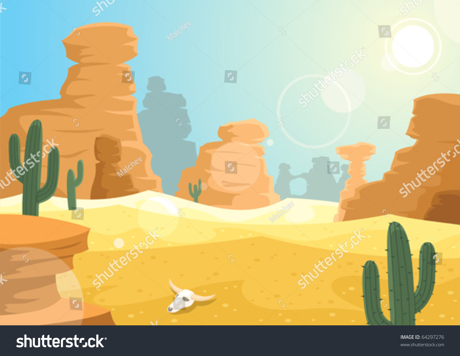 Desert Landscape. Stock Vector Illustration 64297276 : Shutterstock