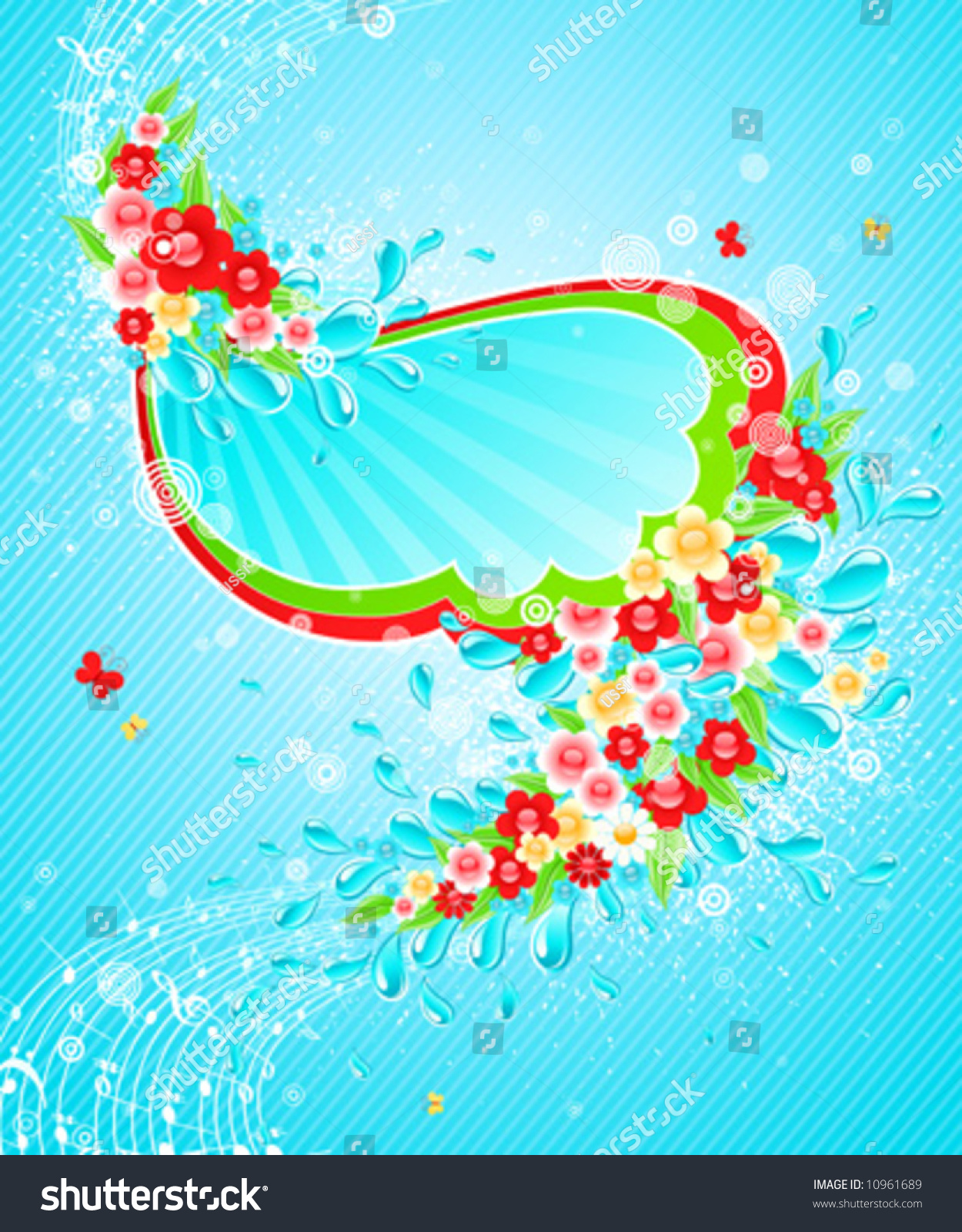 Design With Drops And Flowers. Vector Illustration. - 10961689