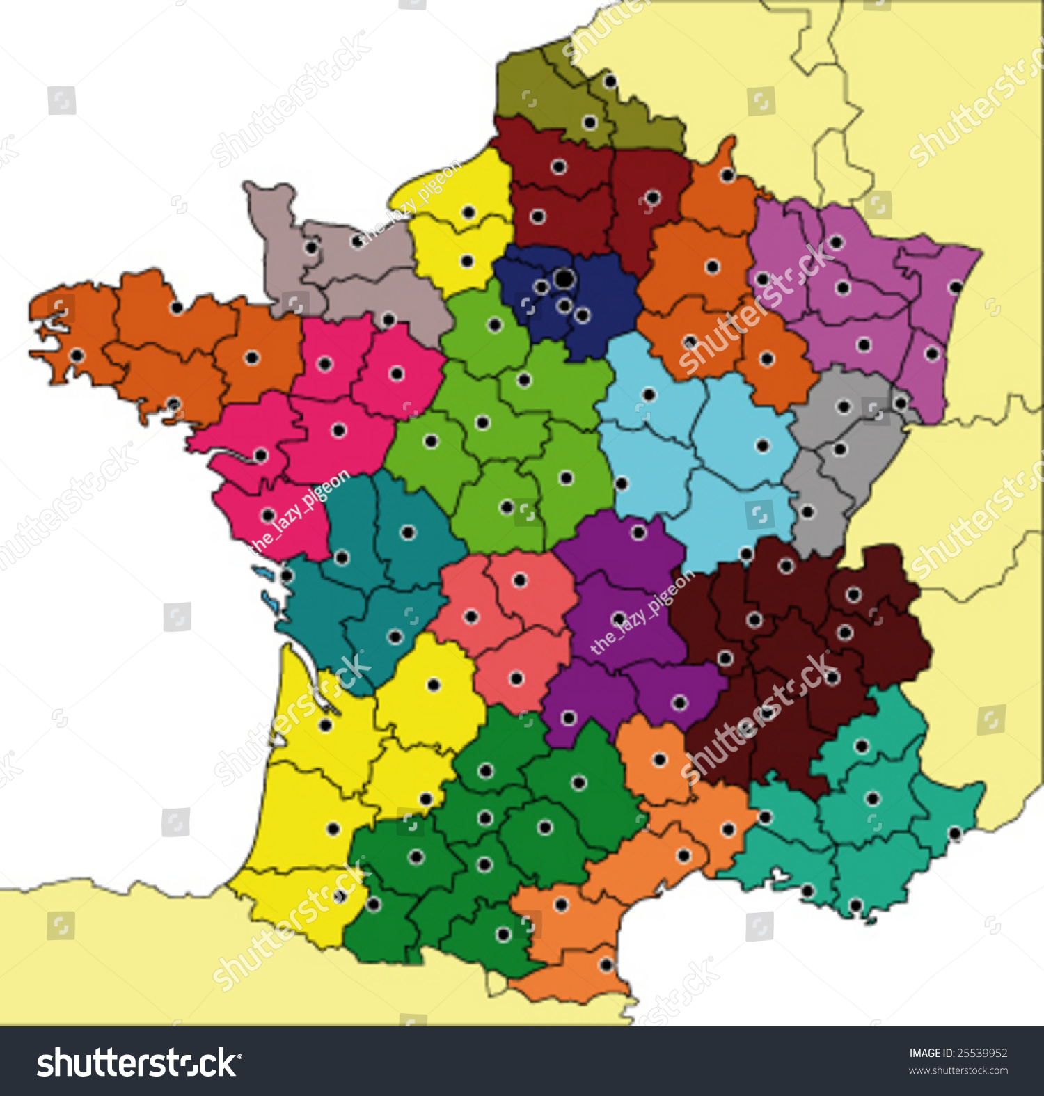 Detailed Colored Map Of France With All Departments Stock Vector Illustration 25539952 7815