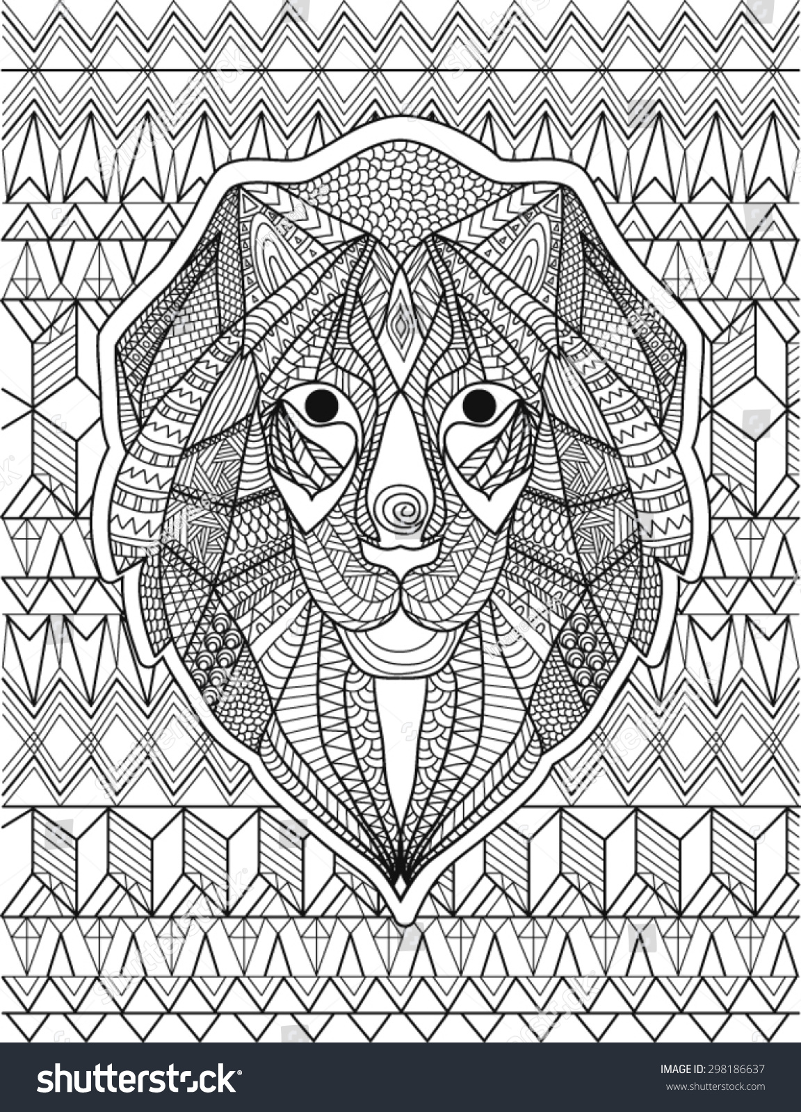 Detailed Drawing Of Wolf Coloring Page Stock Vector Illustration