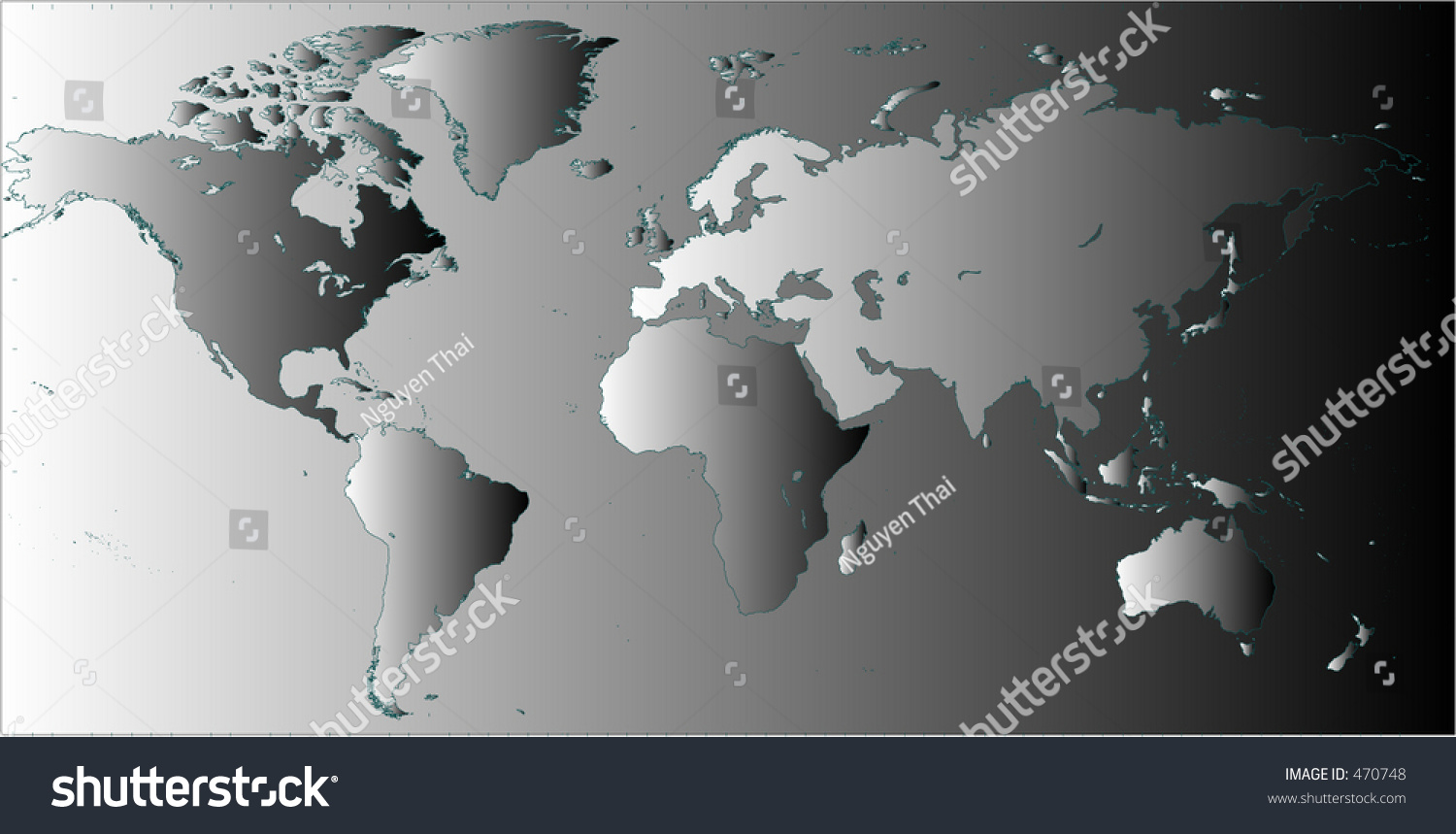 Detailed Flat World Map In Vector In Black And White Gradient 470748