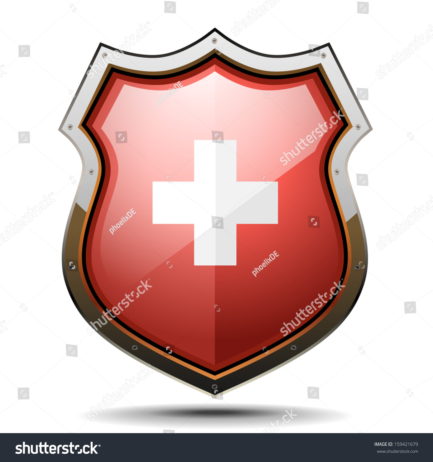 Detailed Illustration Of A Coat Of Arms With Swiss Cross Symbol 