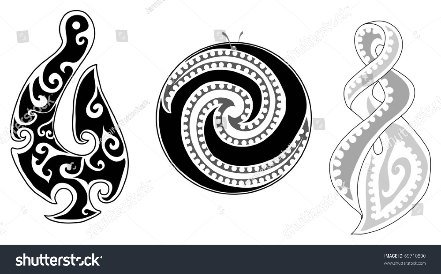 Detailed Maori Koru Fern Eternity Twist And Fish Hook Stock Vector