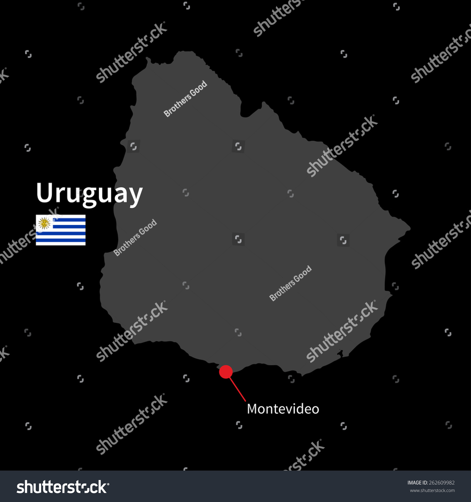 Detailed Map Uruguay Capital City Montevideo Stock Vector Royalty Free