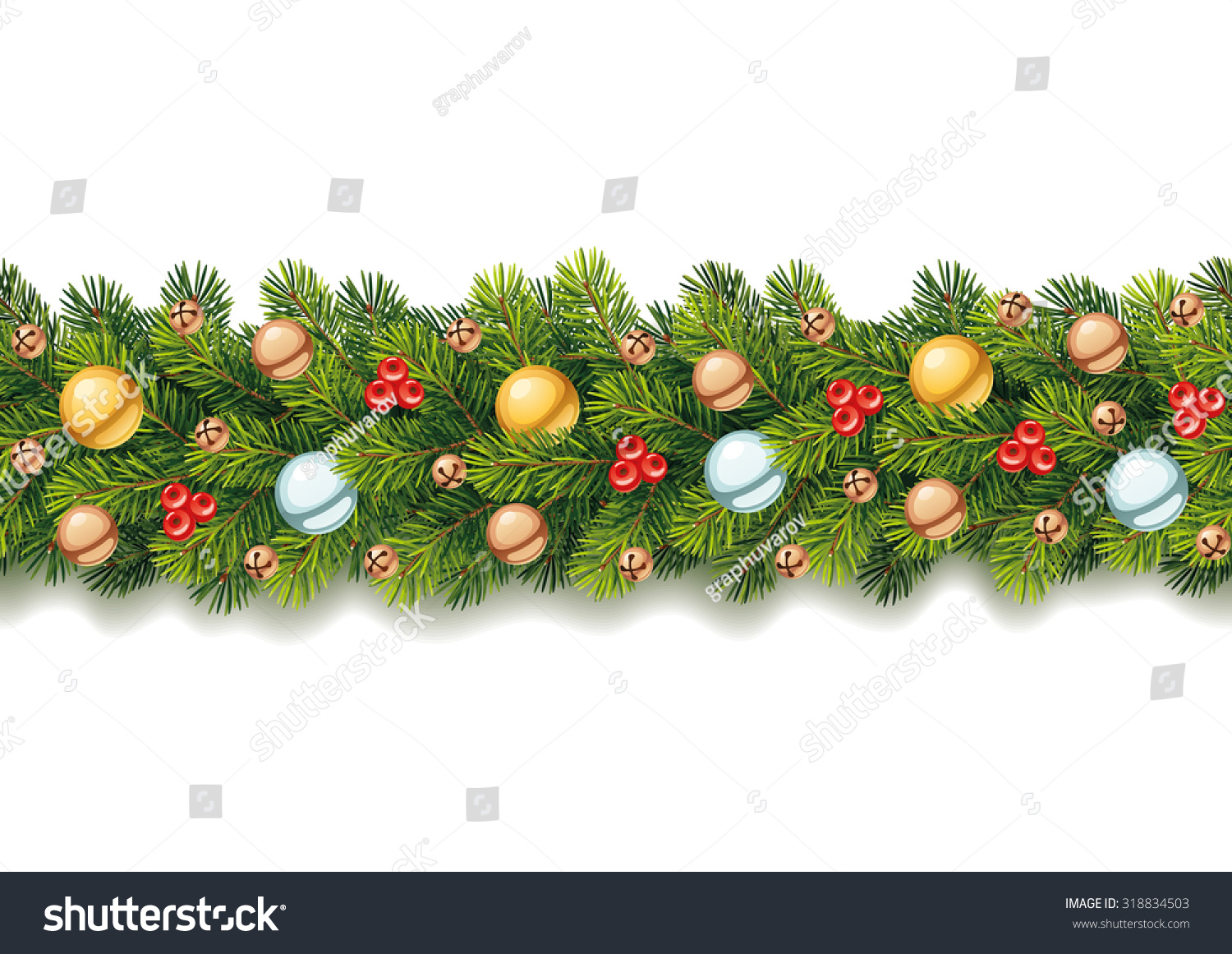 Detailed Seamless Christmas Garland Detailed Seamless Christmas Garland