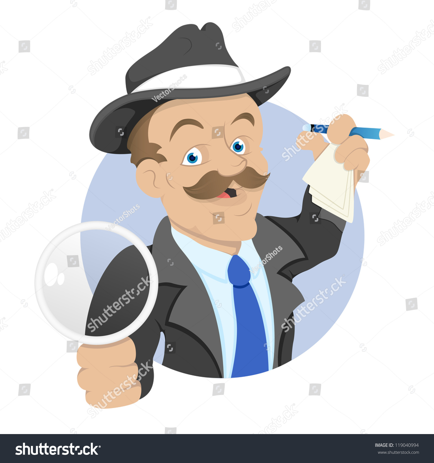 Detective - Cartoon Character - Vector Illustration - 119040994