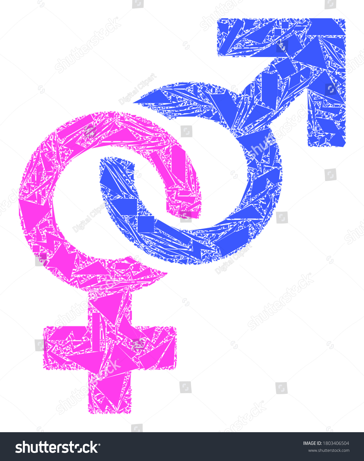 Detritus Mosaic Straight Sex Symbol Icon Stock Vector Royalty Free