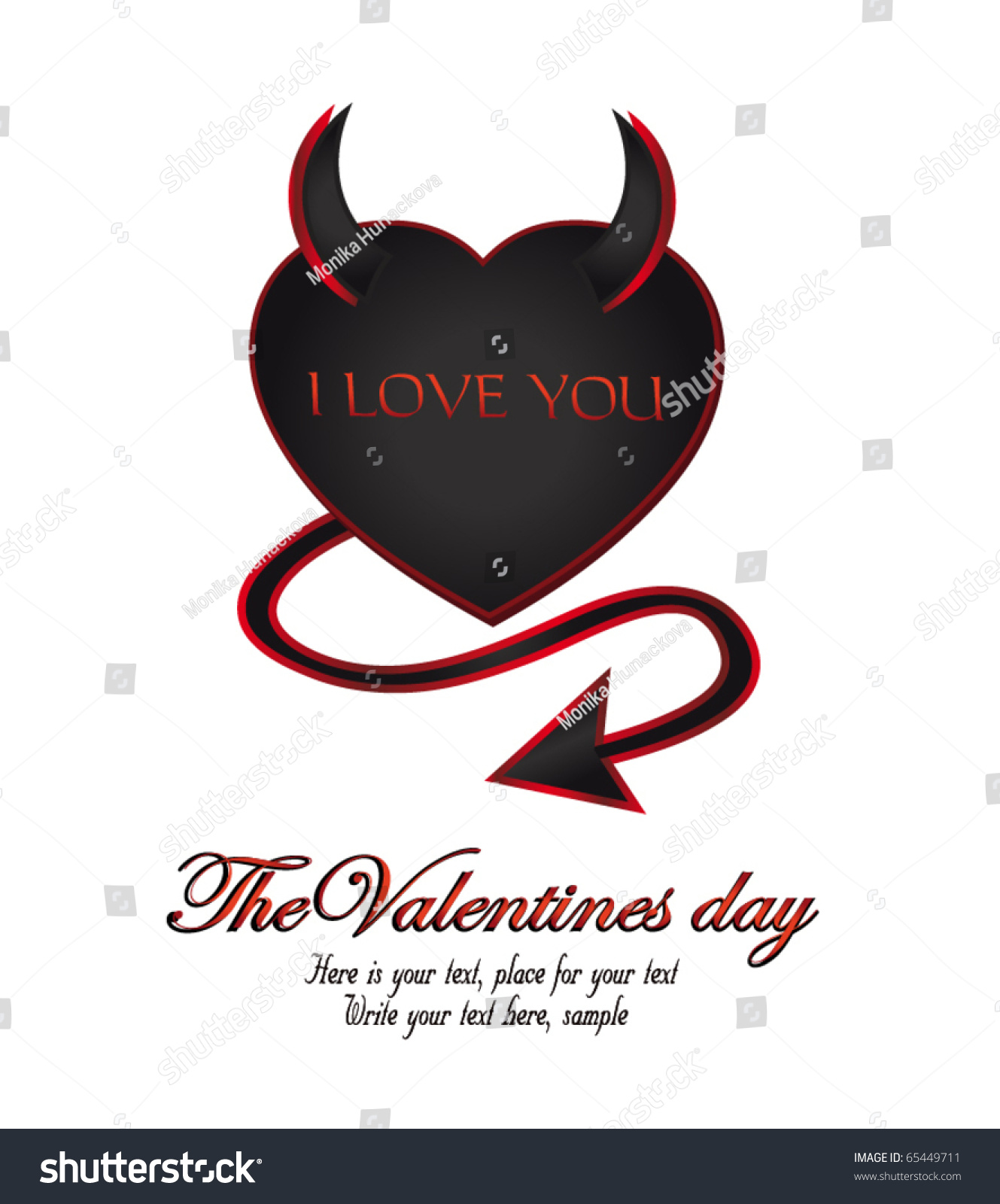 Devil Heart Valentine Black Vector Stock Vector 65449711 Shutterstock