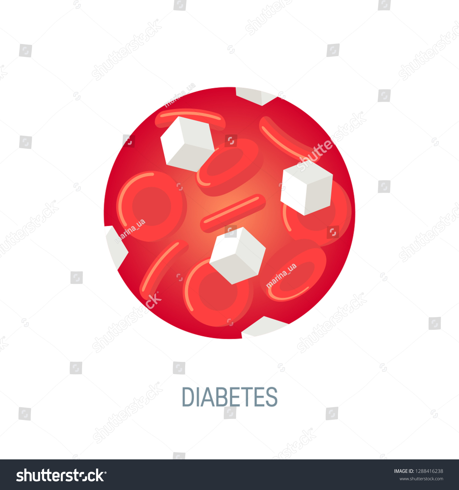 Diabetes Concept Glucose Bloodstream Vector Illustration Stock Vector