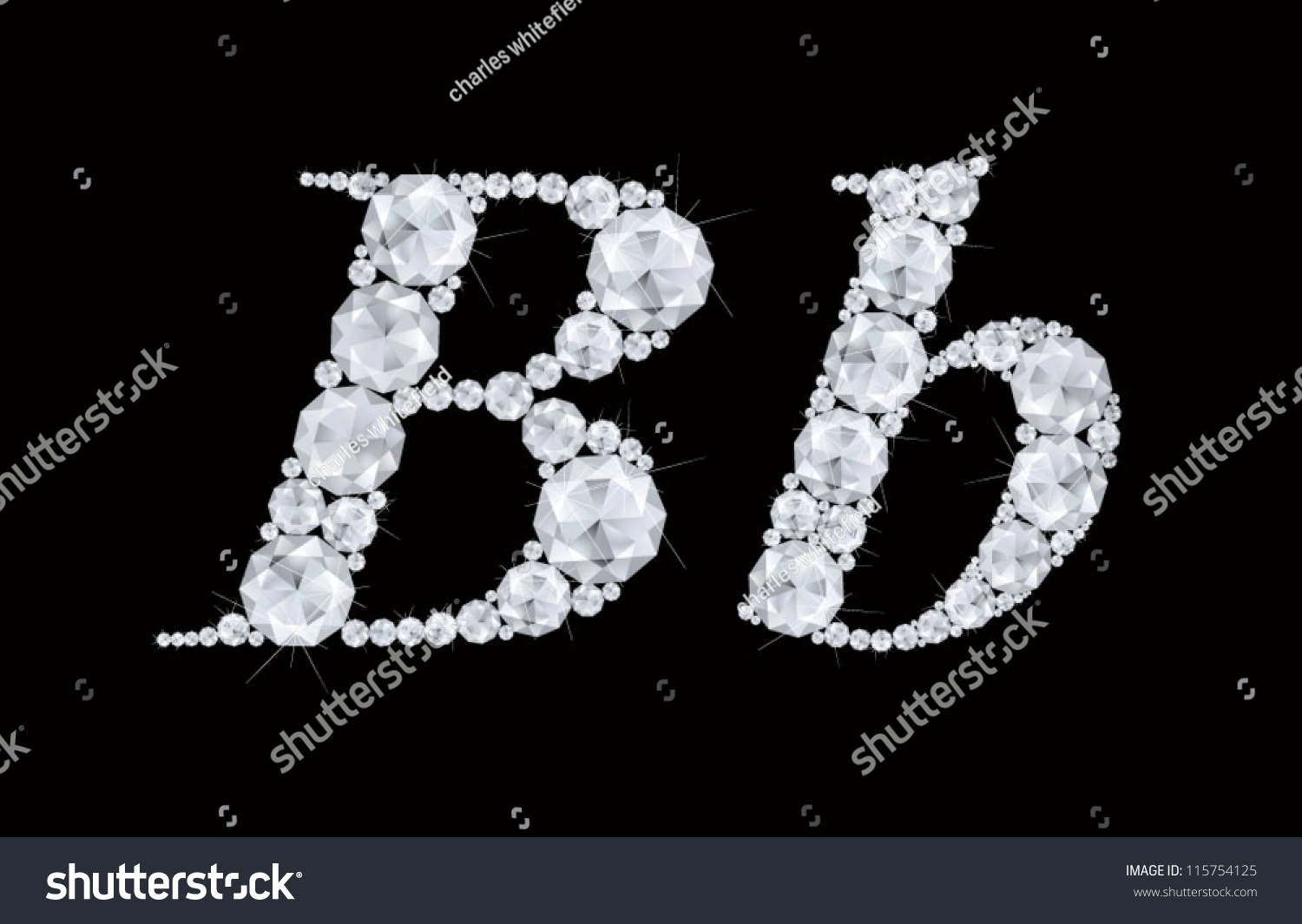 Diamonds Font, Vector Diamonds, Crystal, Gemstones Isolated On Black ...