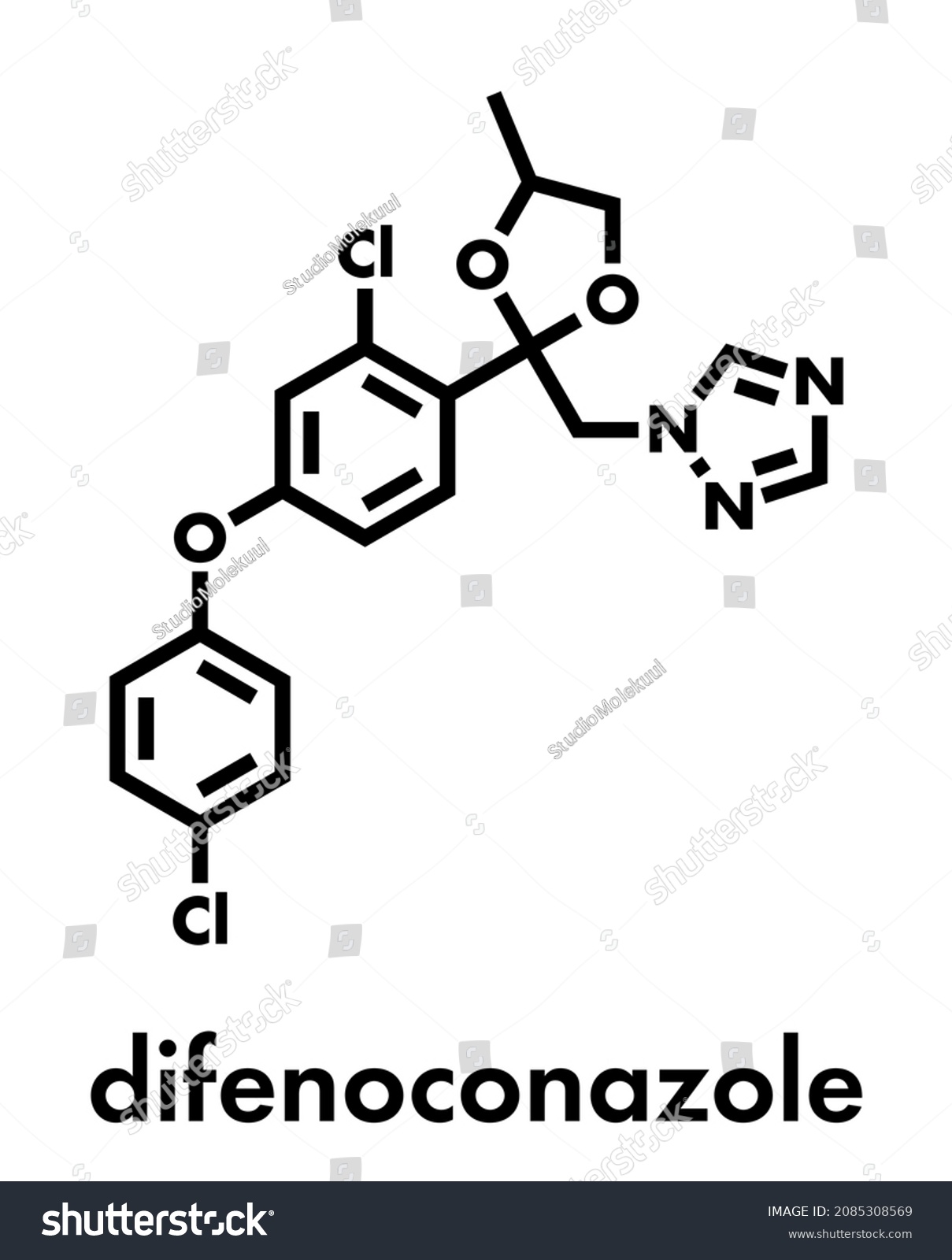 Difenoconazole Fungicide Molecule Skeletal Formula Stock Vector