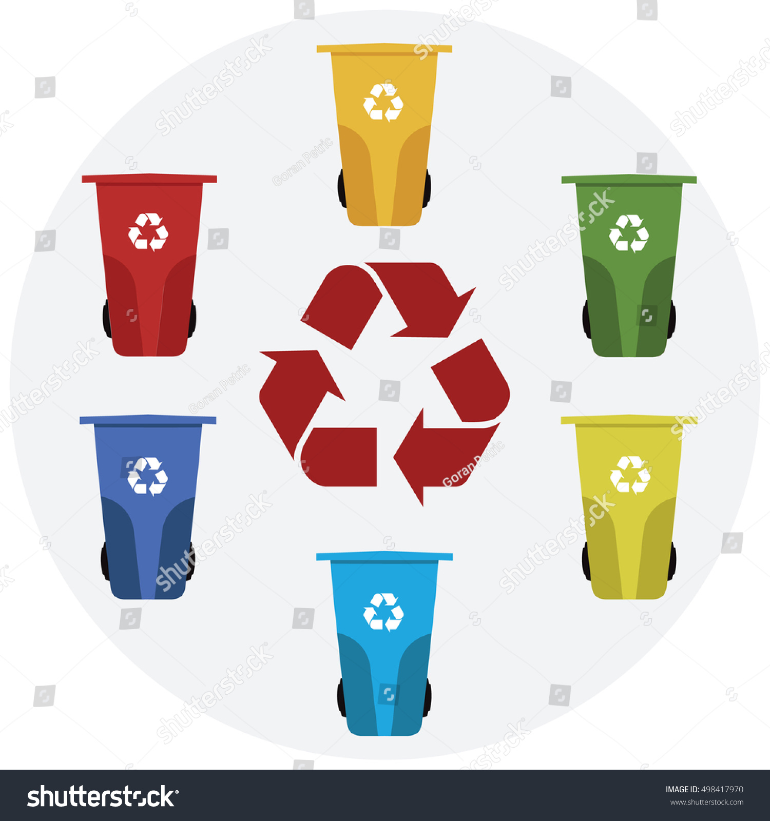 Different Colored Recycle Waste Bins Vector Stock Vector Royalty Free