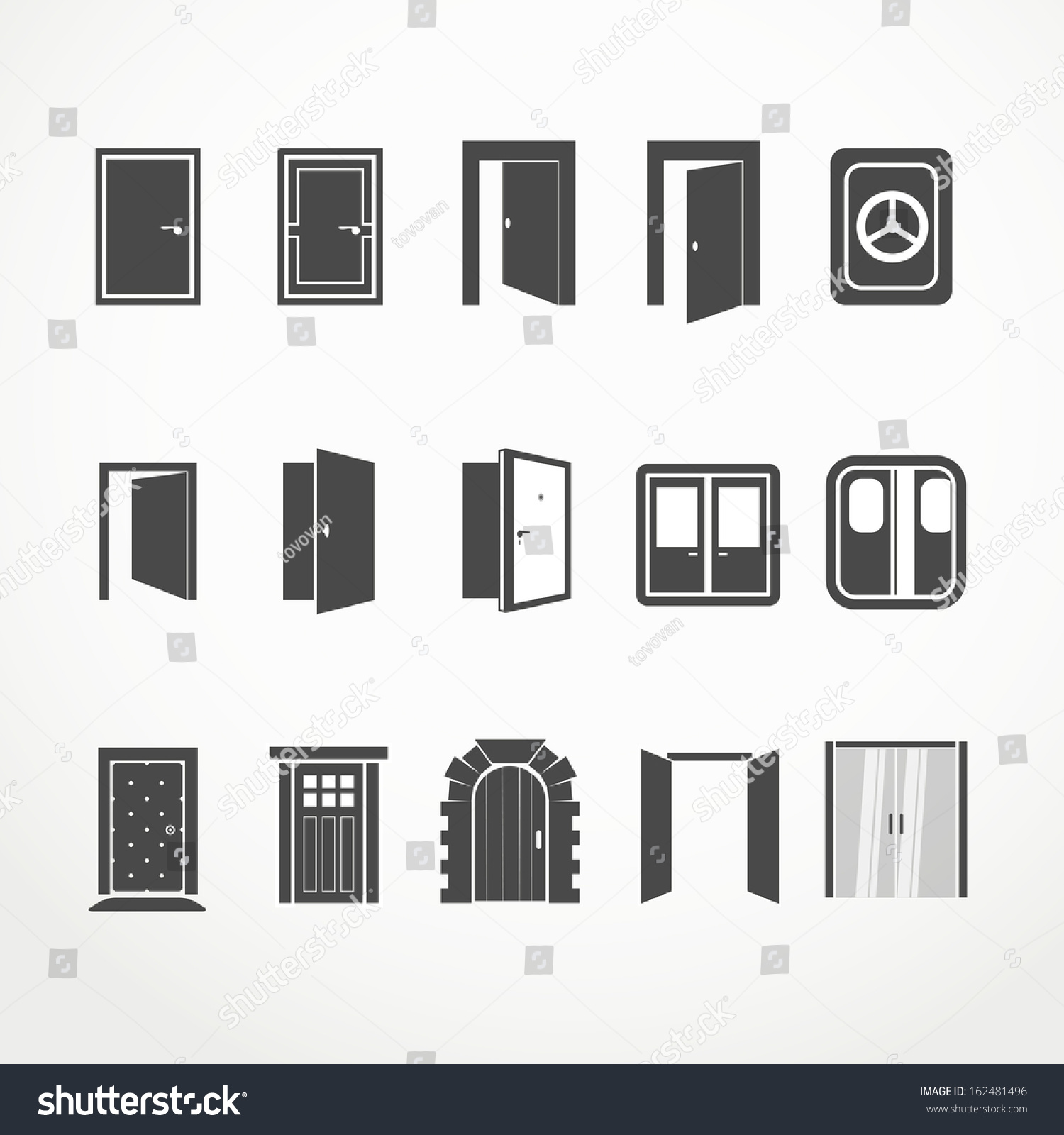 Different Doors Web Icons Collection Stock Vector Royalty Free 162481496