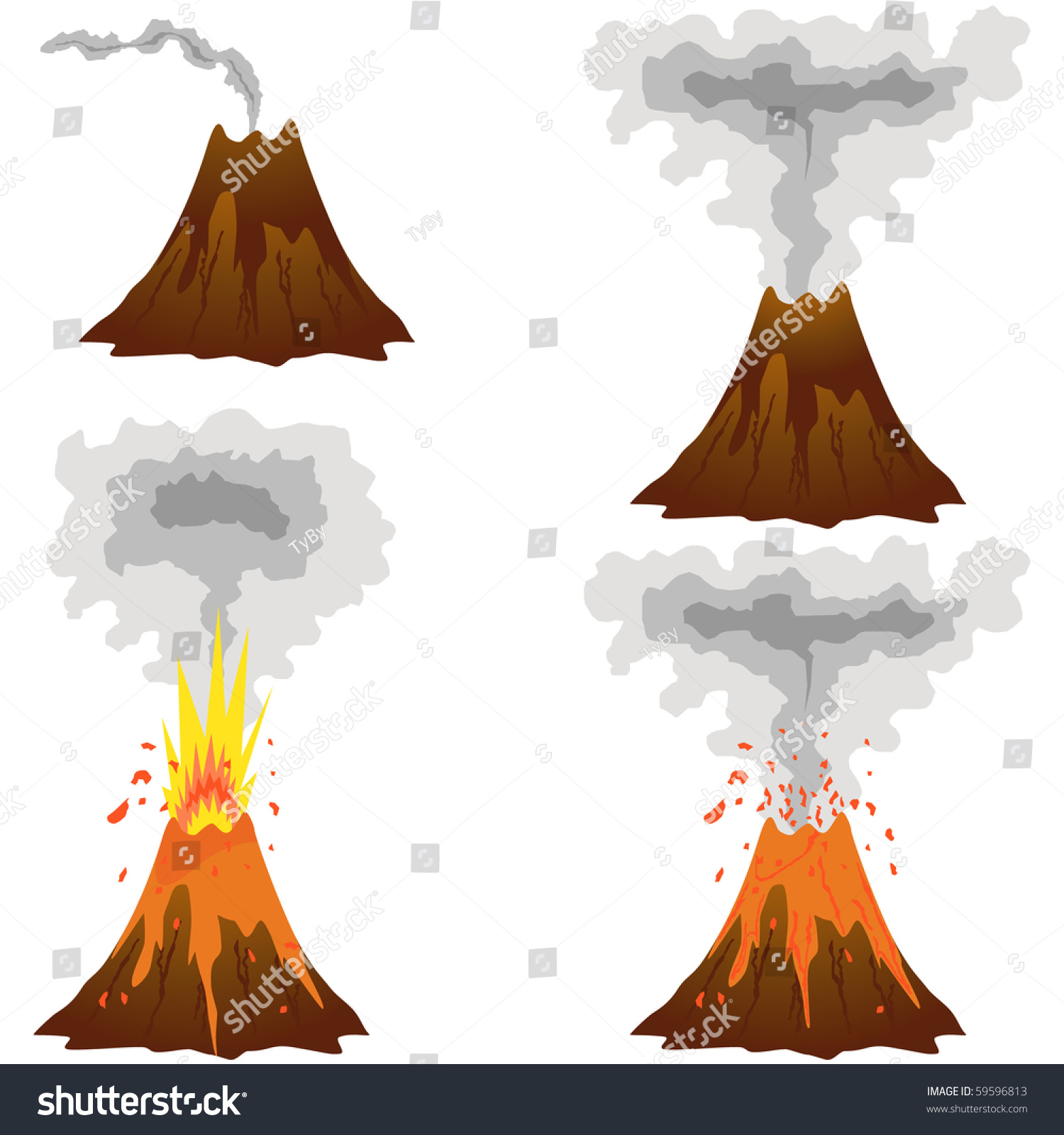 free clipart volcano erupting - photo #48