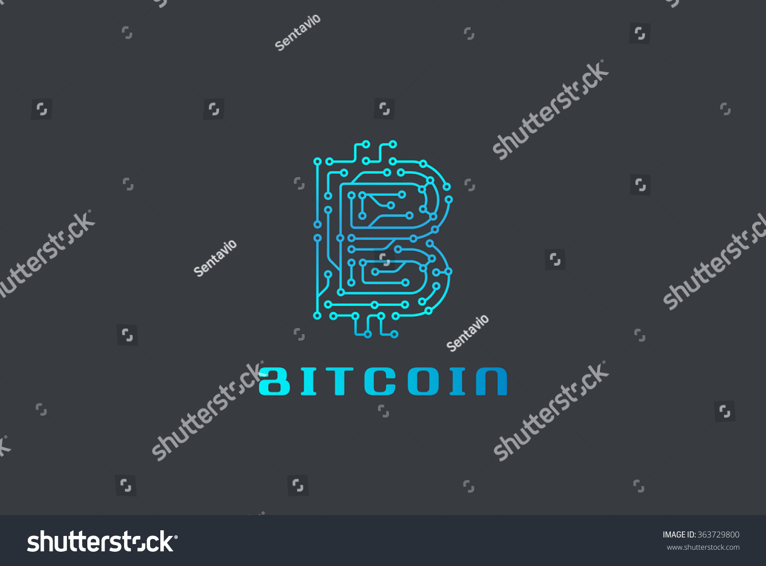 Digital Chip Bitcoin Logo Design Vector Template. Fintech Blockchain ...