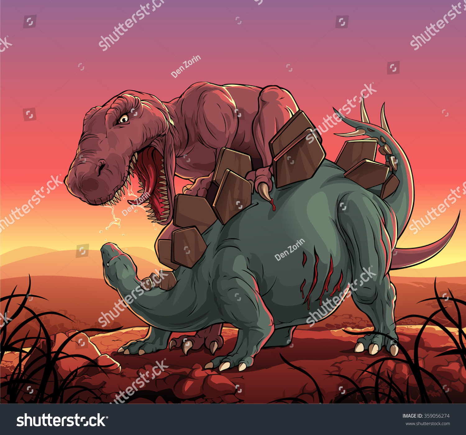 t rex and stegosaurus