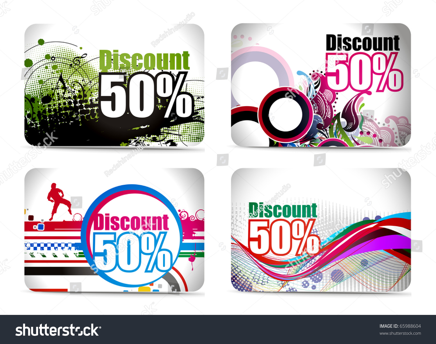 Discount Card Set Design Vector Illustration 65988604 Shutterstock
