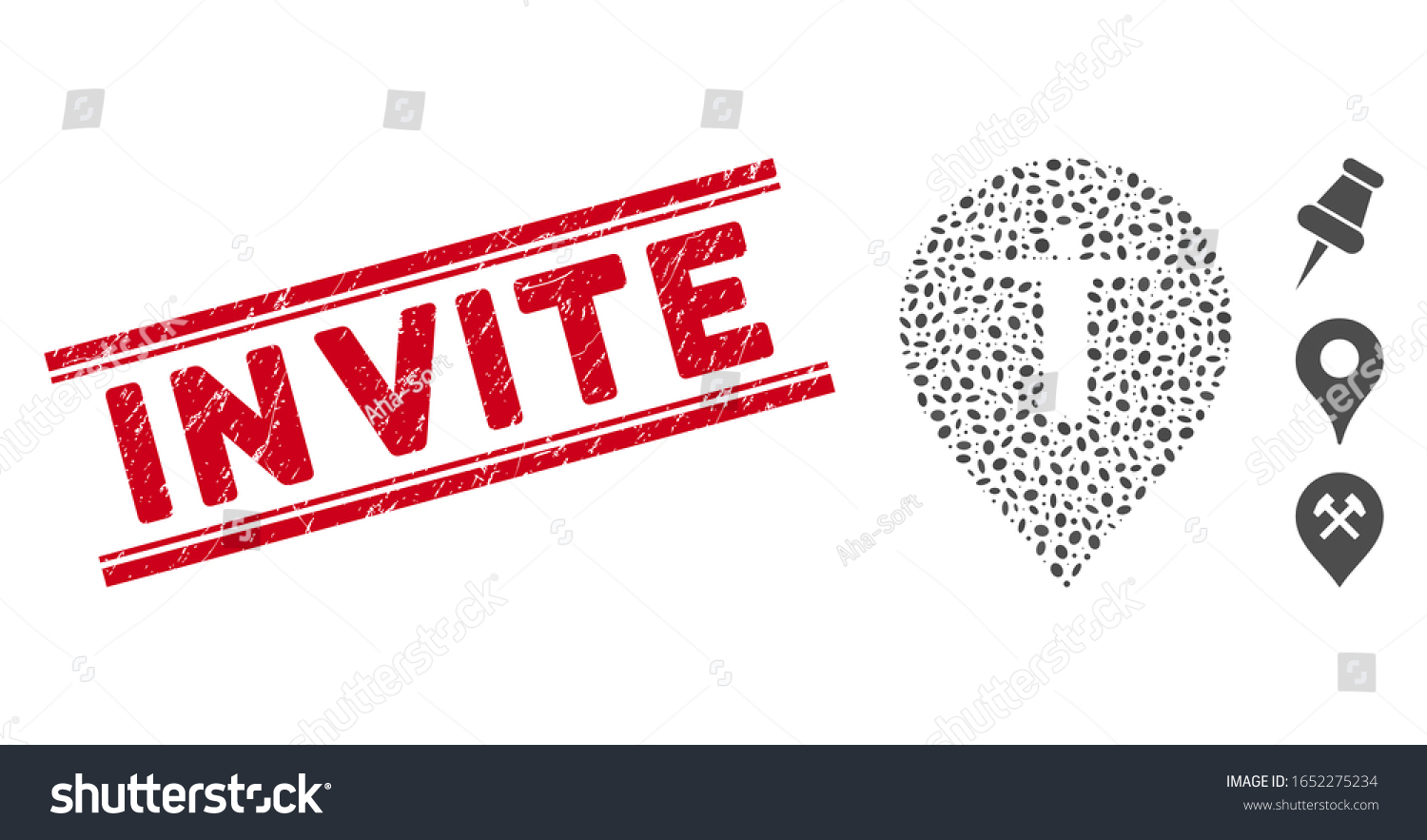 Distressed Red Stamp Seal Invite Caption Stock Vector Royalty Free