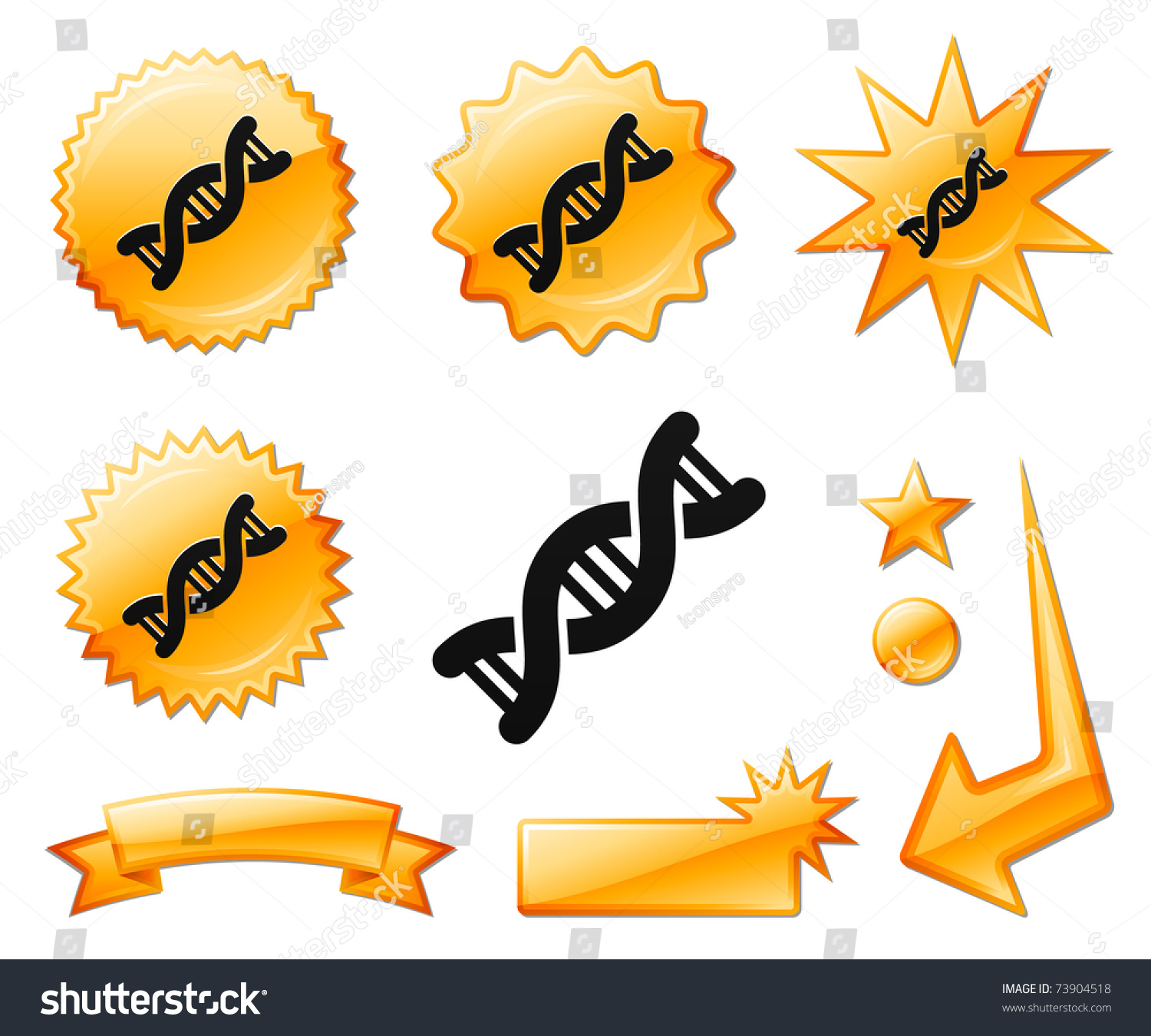 Dna Icon On Orange Burst Banners Stock Vector 73904518 Shutterstock