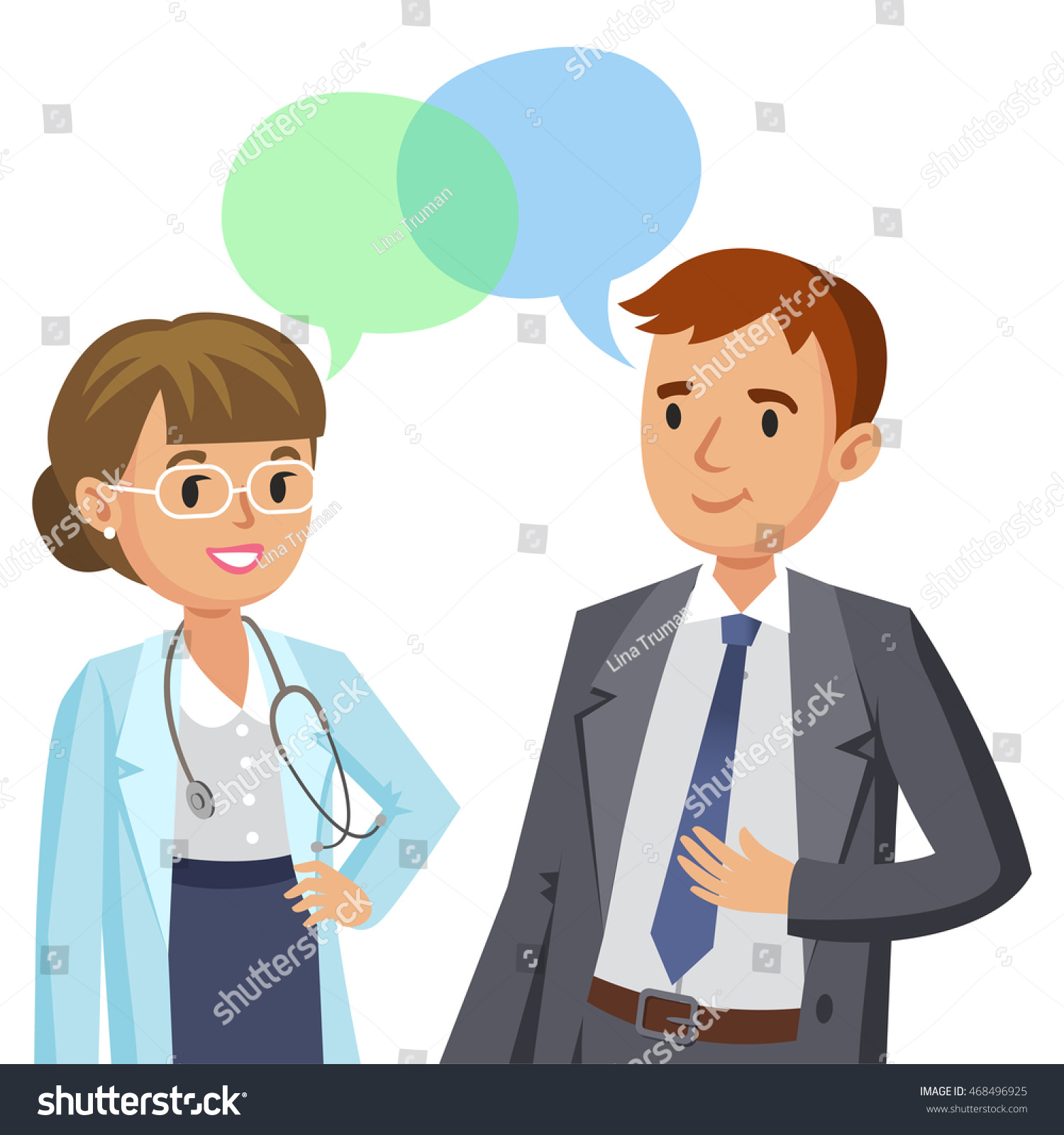 Doctor and patient Man talking to physician Vector illustration Doctor and patient Man talking to physician Vector illustration