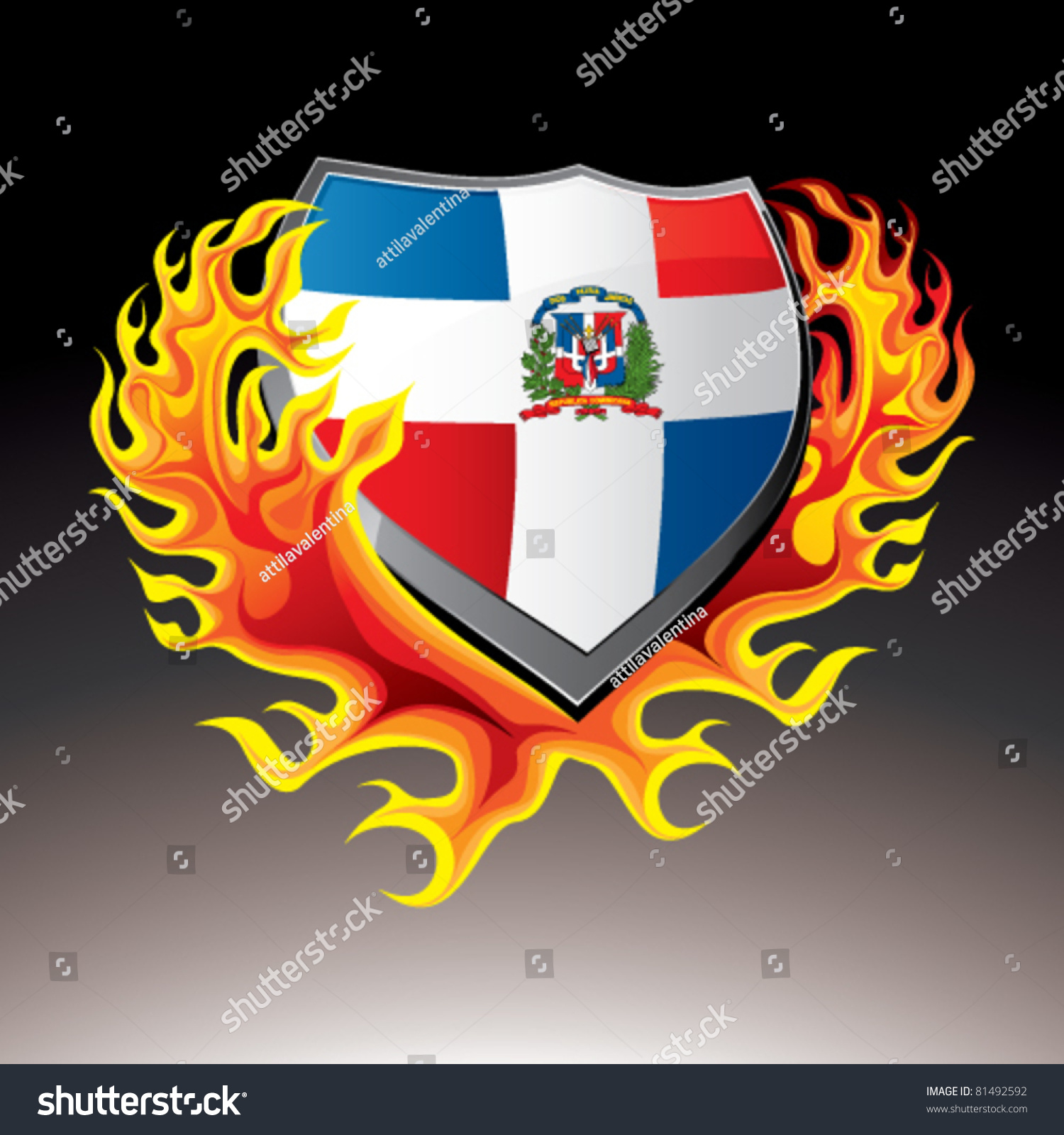 Dominican Republic Shield In Flame Stock Vector Illustration 81492592