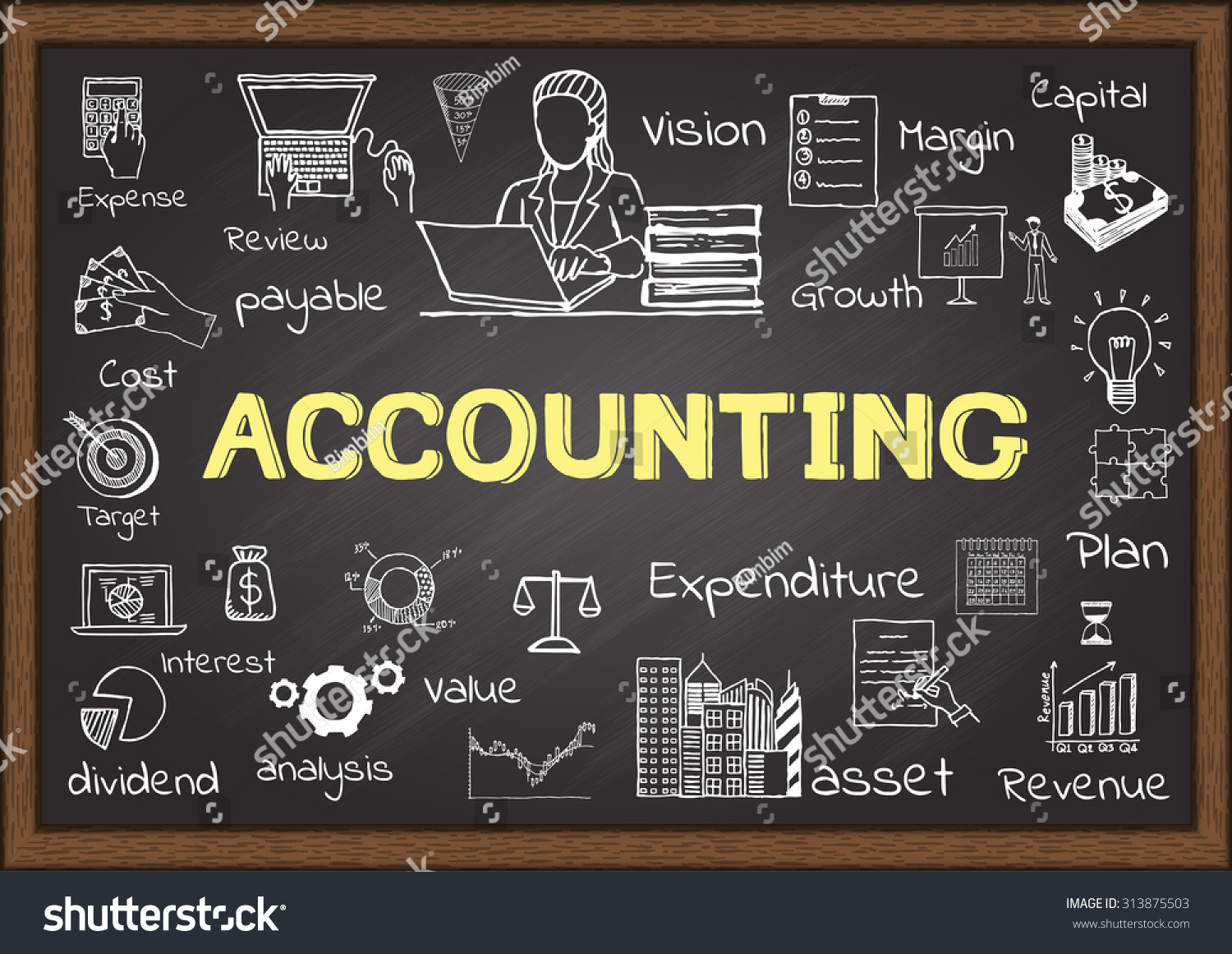 Doodle About Accounting On Chalkboard. Stock Vector Illustration ...