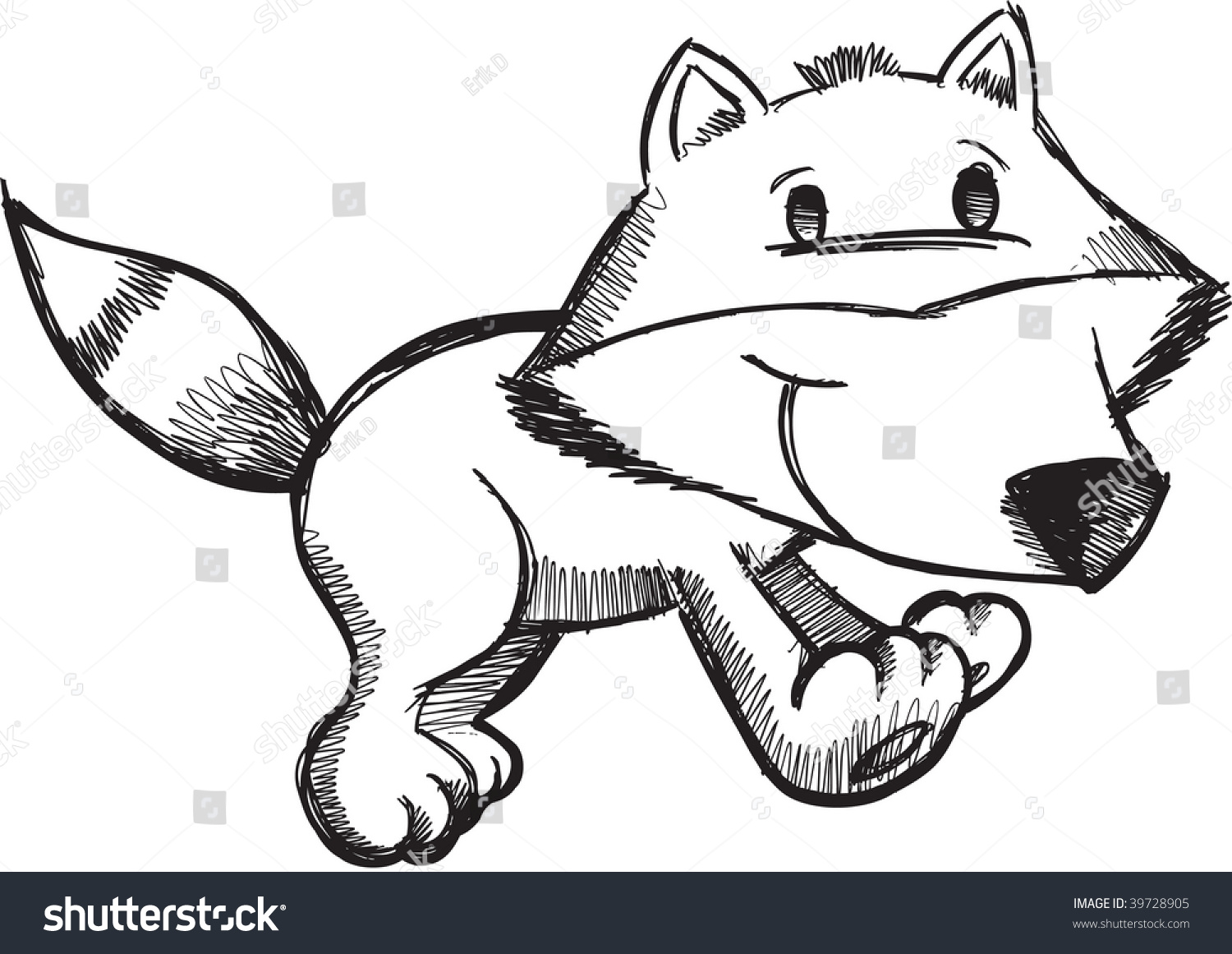 Doodle Cute Fox Vector Illustration - 39728905 : Shutterstock