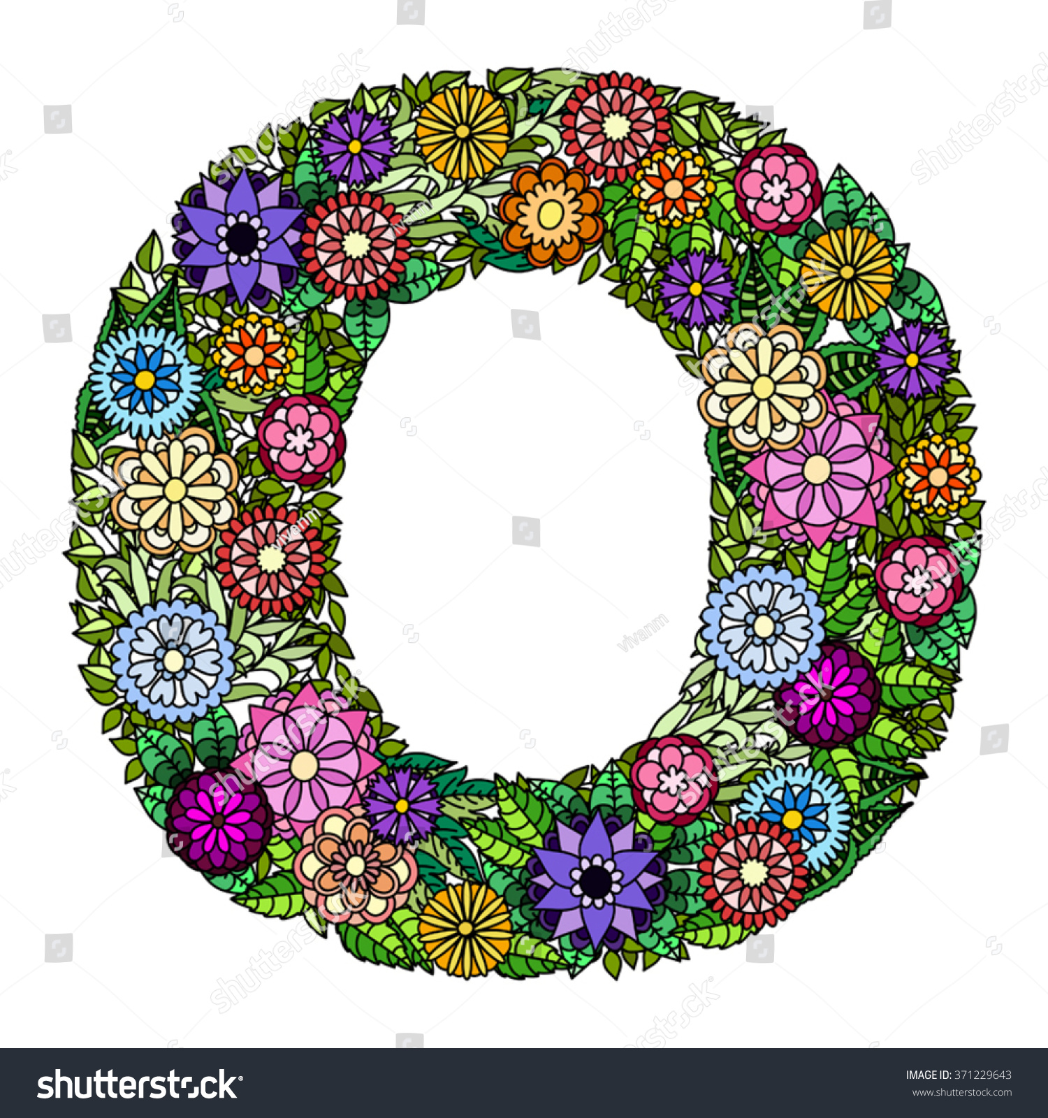 Doodle Flower Letter O Floral Element Stock Vector 371229643 - Shutterstock