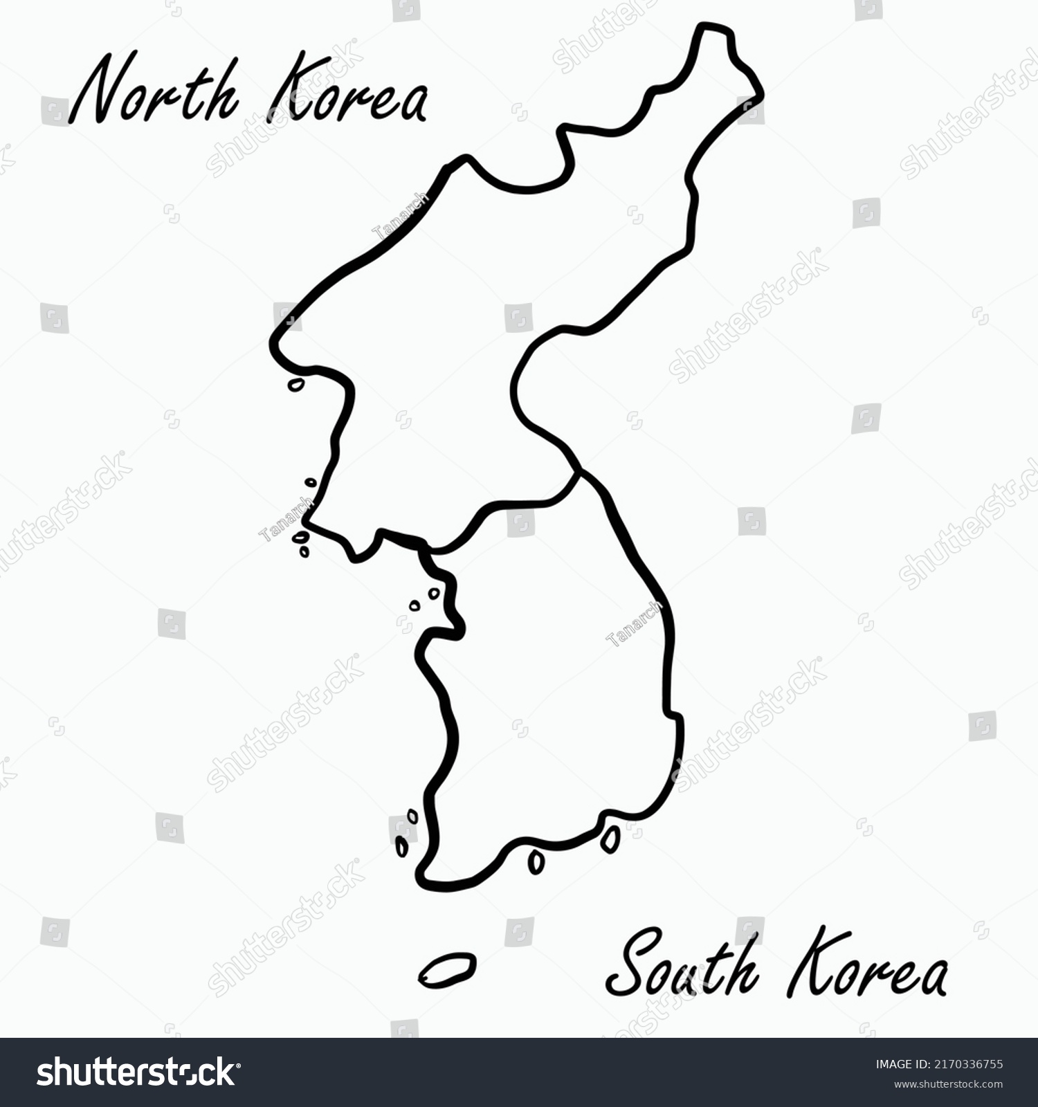 Doodle Freehand Drawing Korea Map Vector Stock Vector Royalty Free