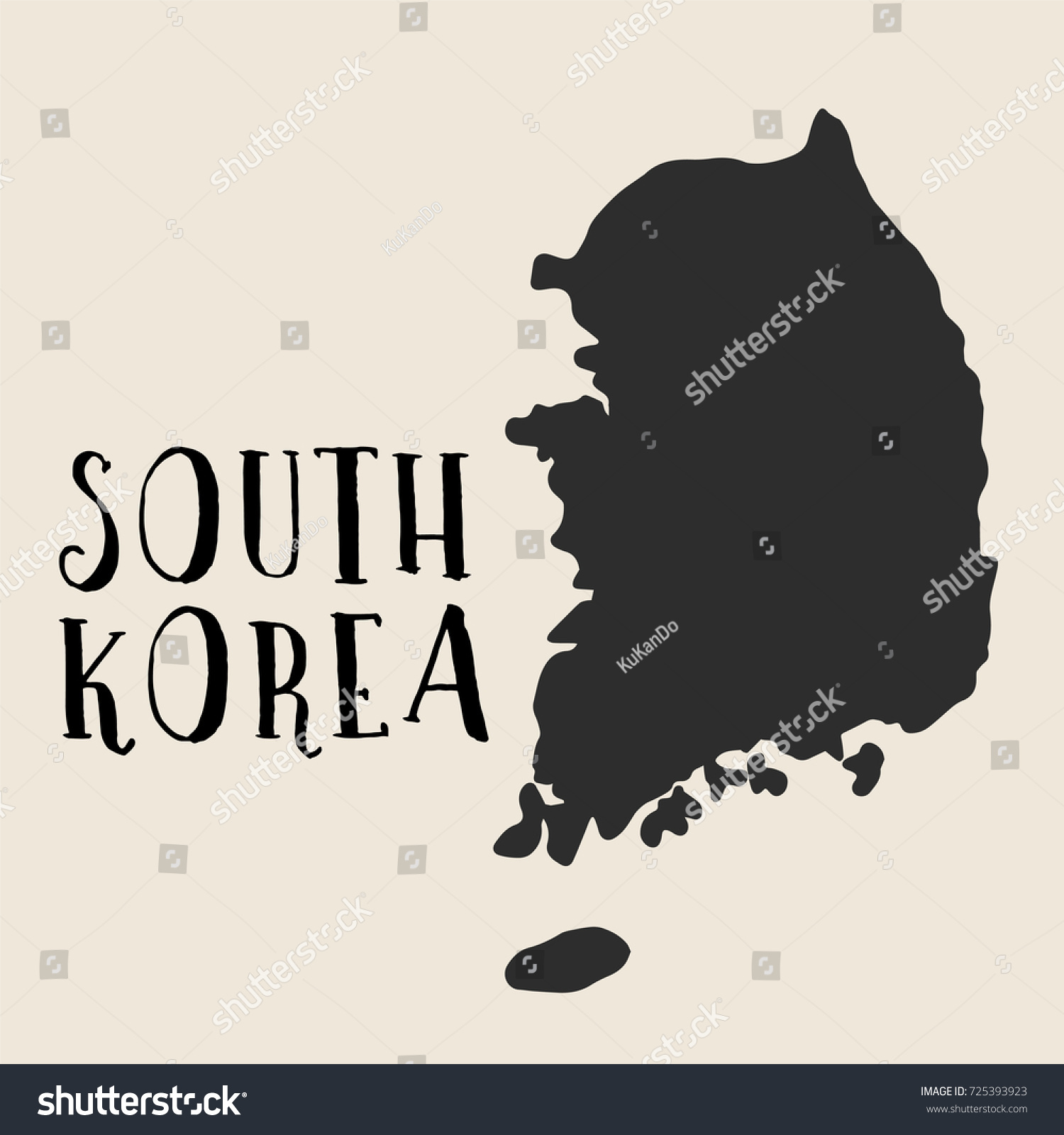 Doodle Freehand Map Sketch South Korea Stock Vector Royalty Free