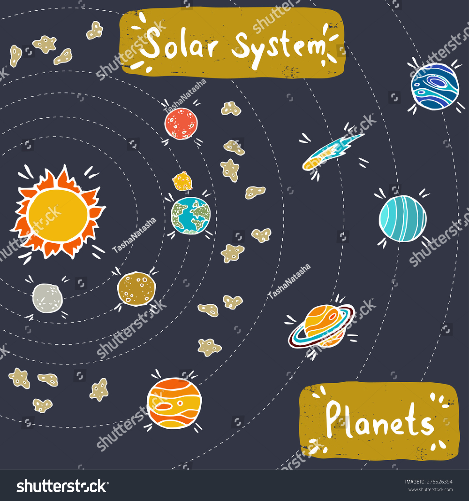 Doodle Model Solar System Set Hand Stock Vector 276526394 Shutterstock 2678