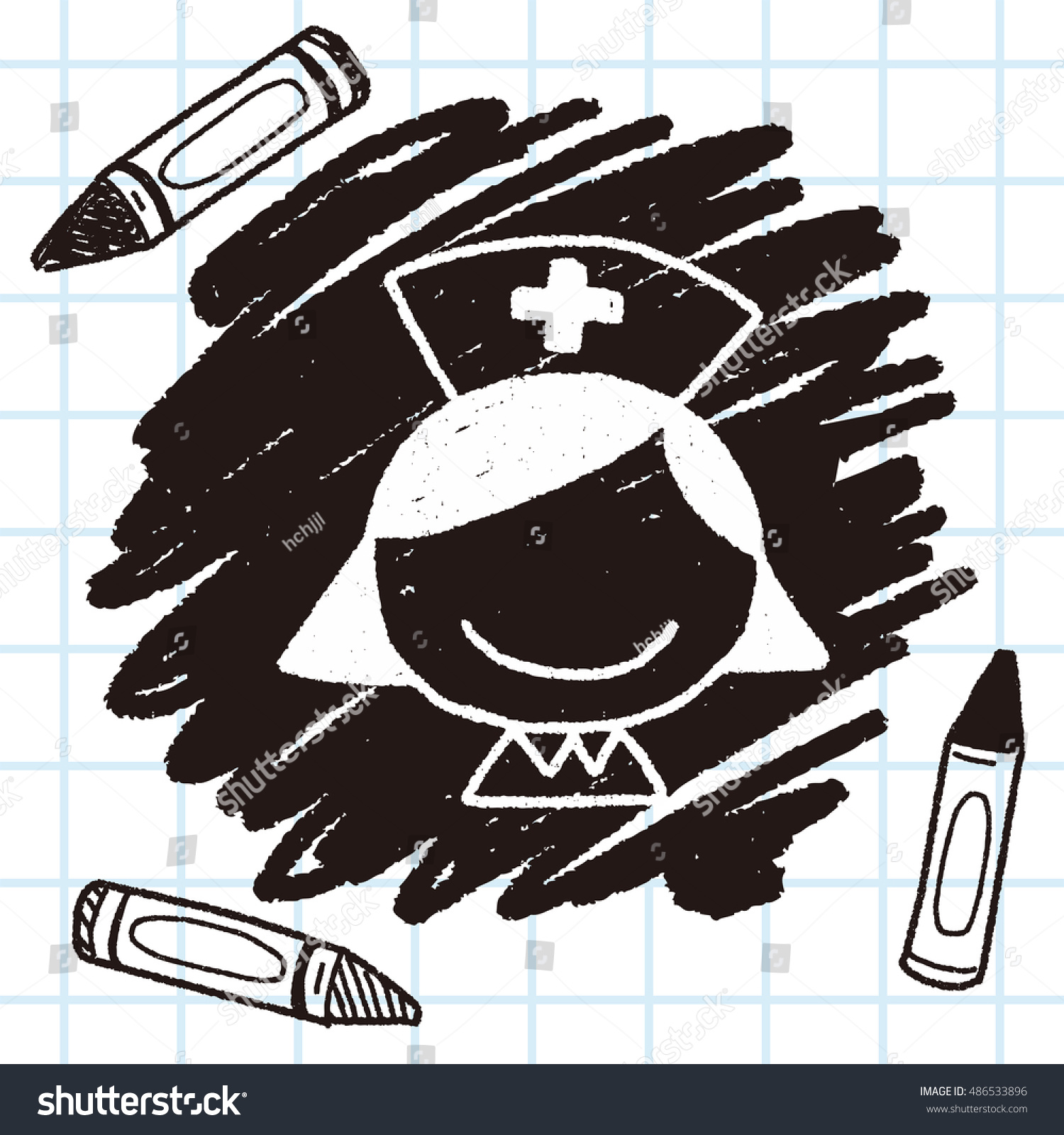 Doodle Nurse Stock Vector Illustration 486533896 Shutterstock