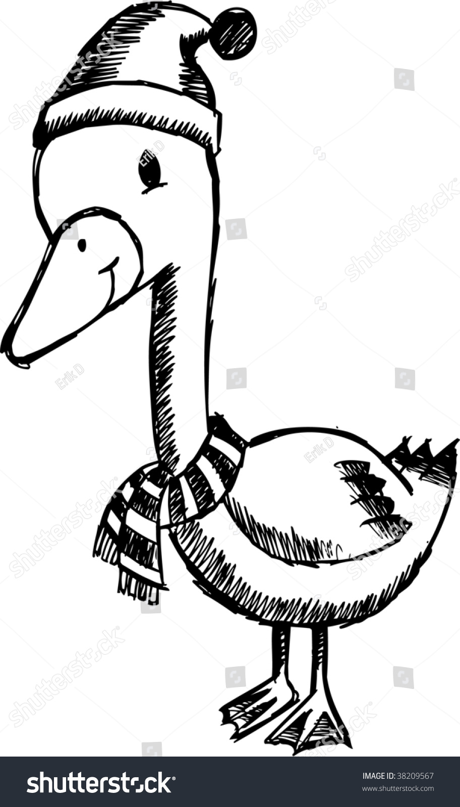 Doodle Sketchy Holiday Christmas Goose Vector Illustration 38209567