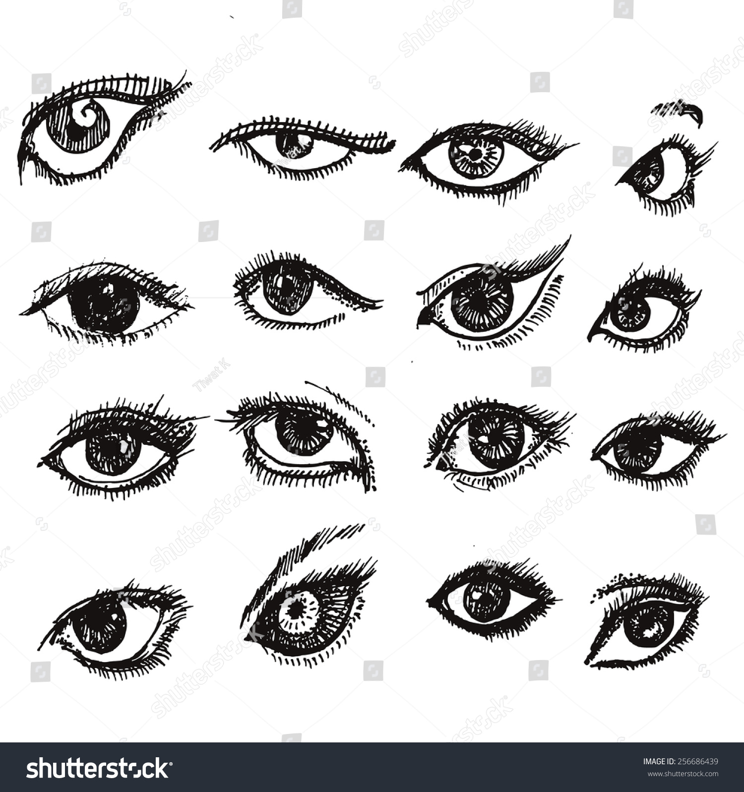 Doodle Style Eyes Sketch Vector Format Stock Vector 256686439