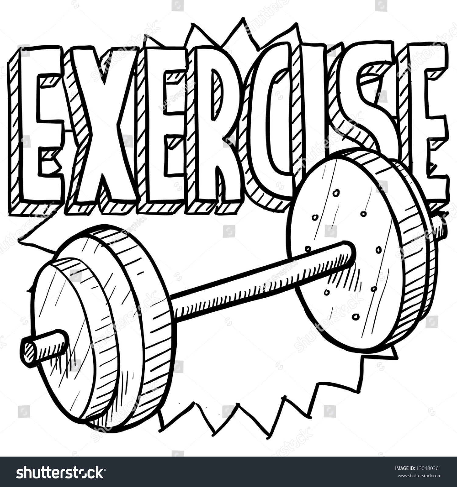 Doodle Style Gym Workout Or Weight Exercise Sports Illustration