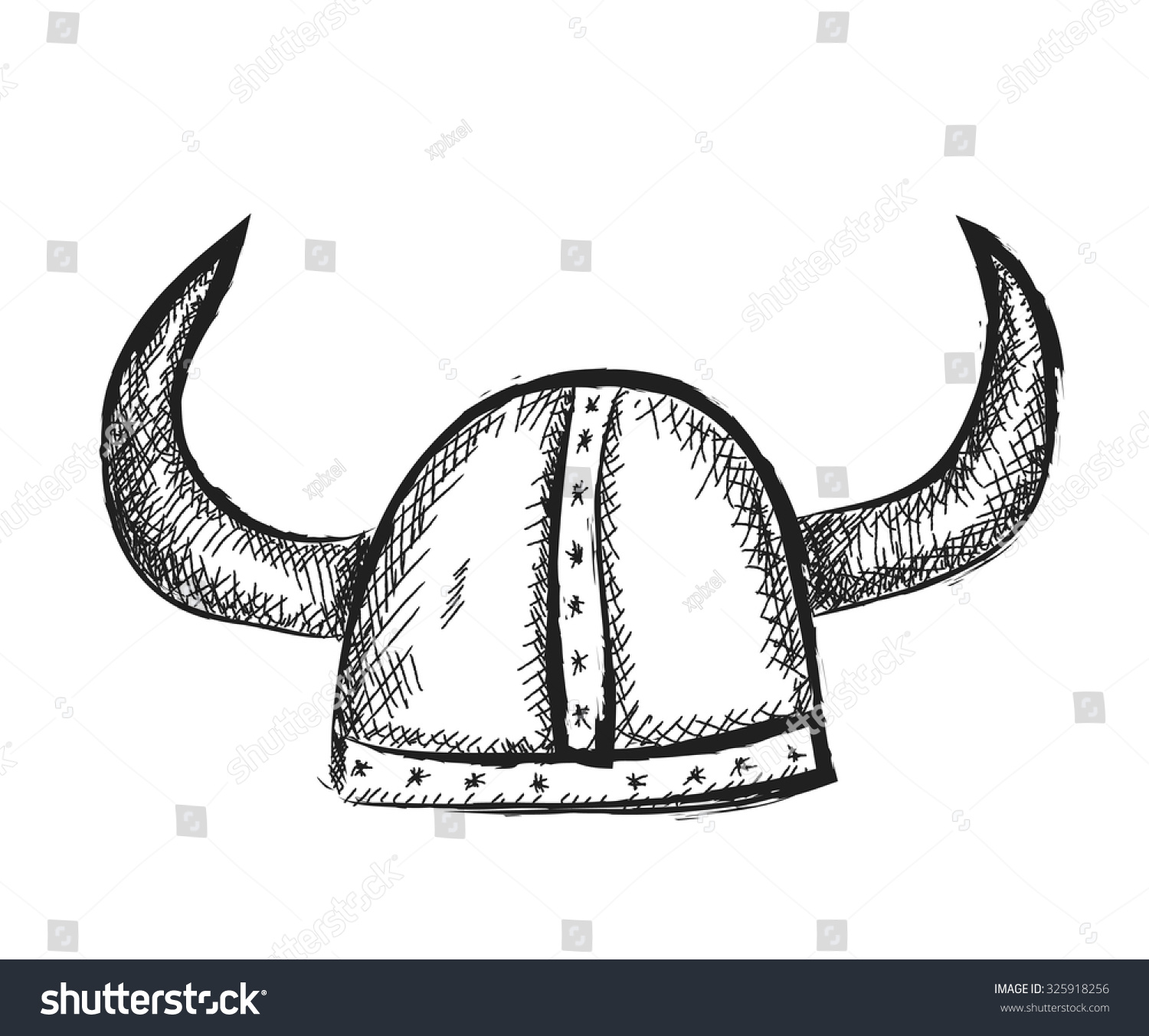 Doodle Viking Helmet Vector Illustration Stock Vector Royalty Free