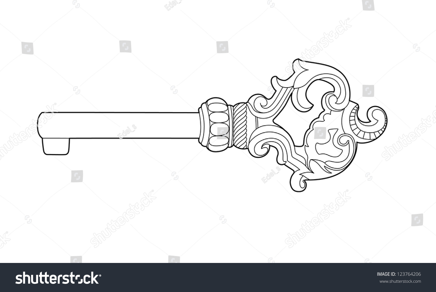 Drawing Old Key Stock Vector 123764206 - Shutterstock