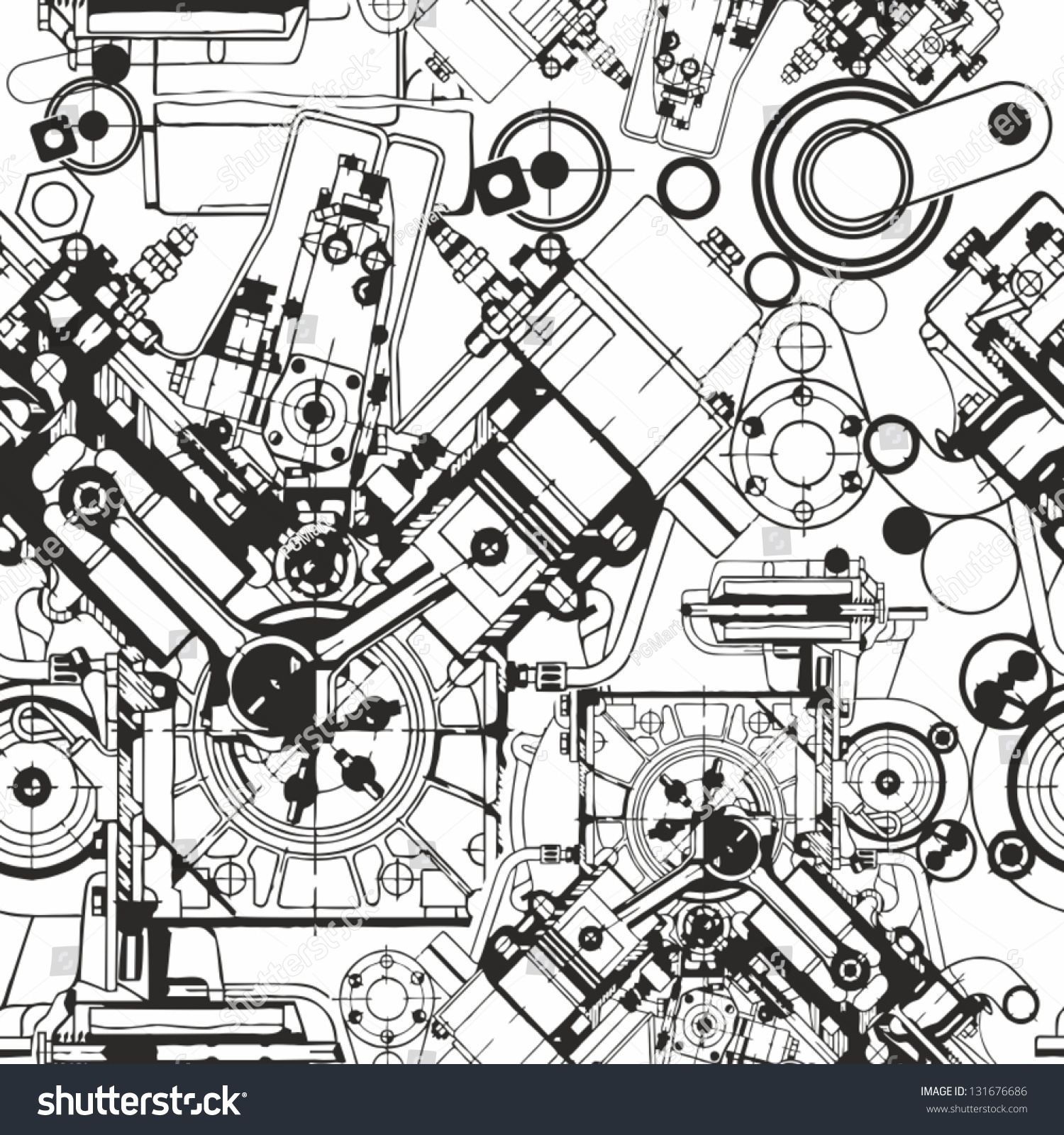 Drawing engine seamless pattern, background. Seamless pattern can be 