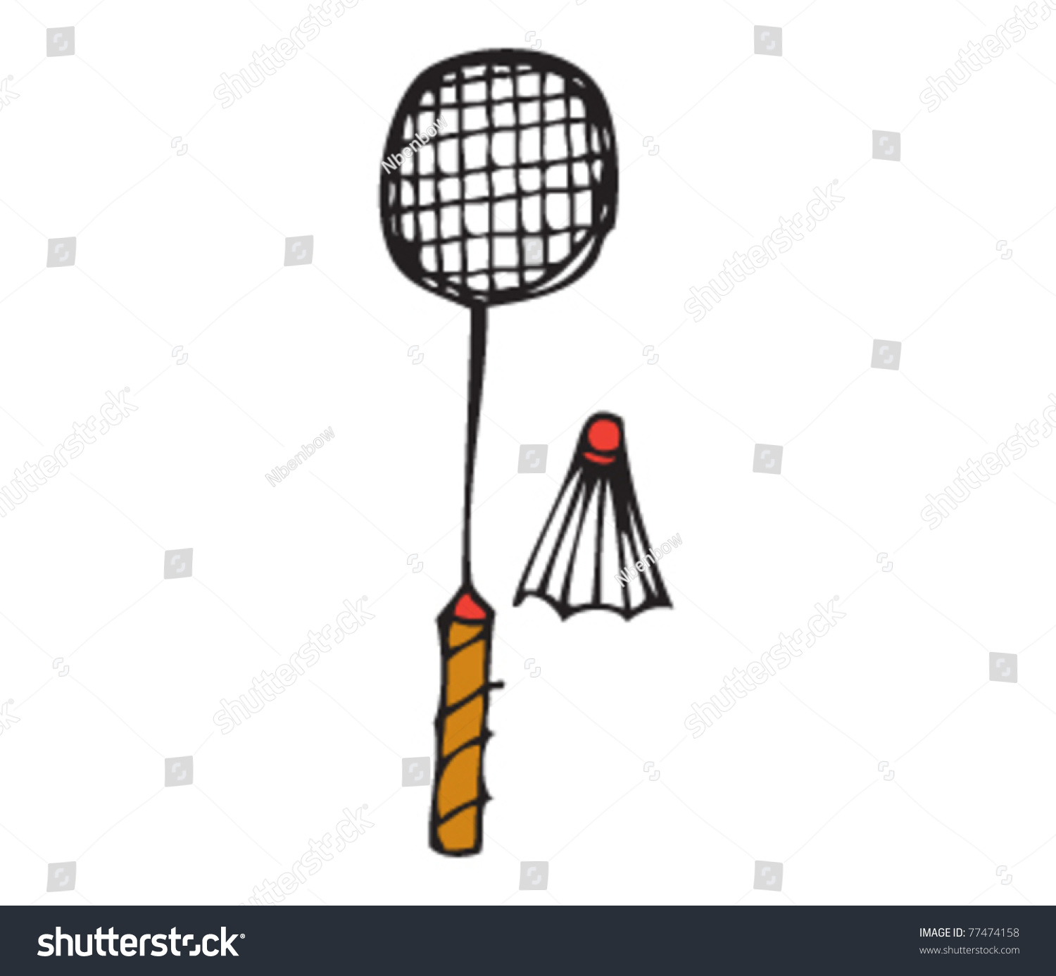 Drawing Of A Badminton Racket Stock Vector Illustration 77474158