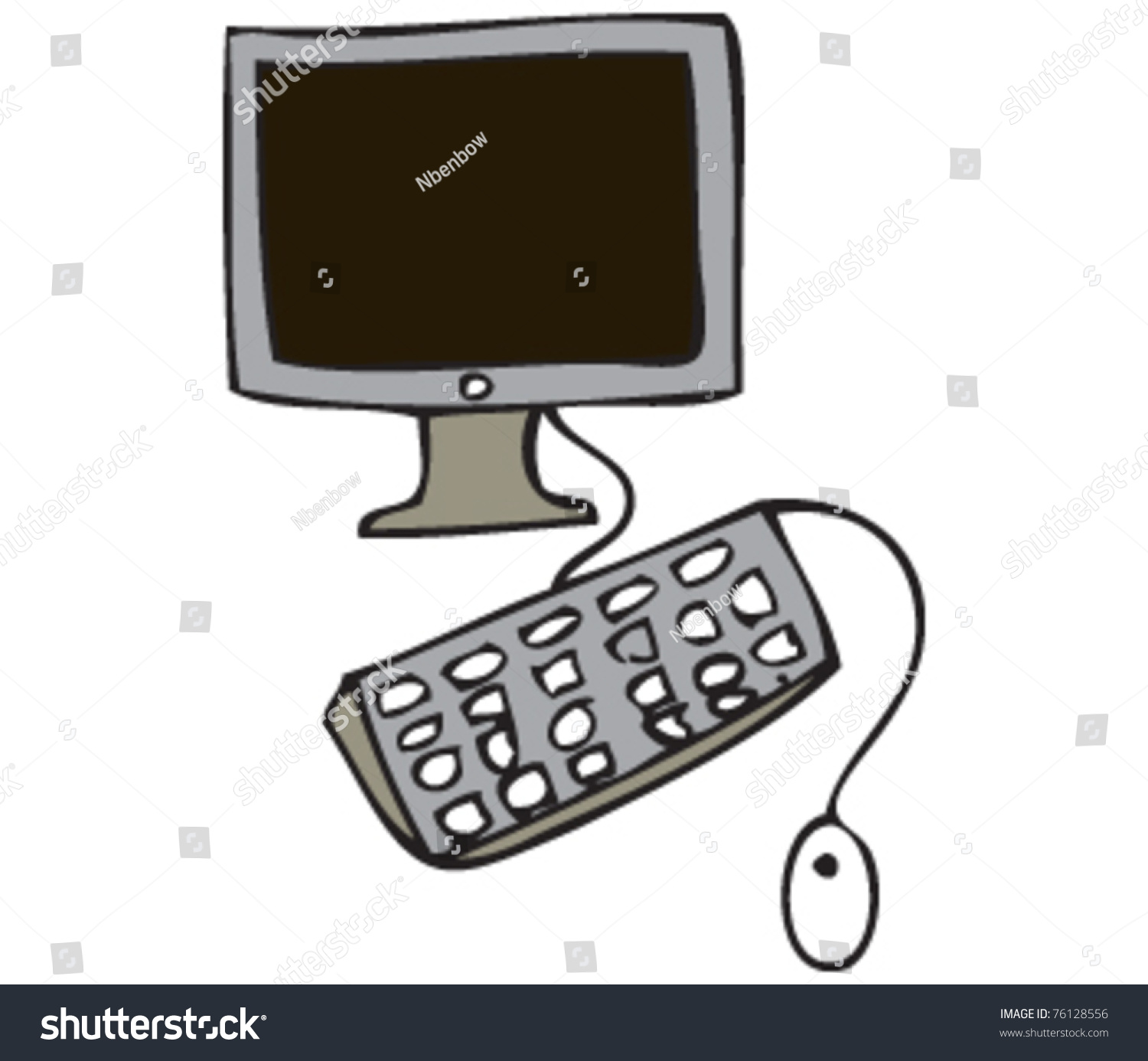 Drawing Of A Computer Stock Vector Illustration 76128556 : Shutterstock