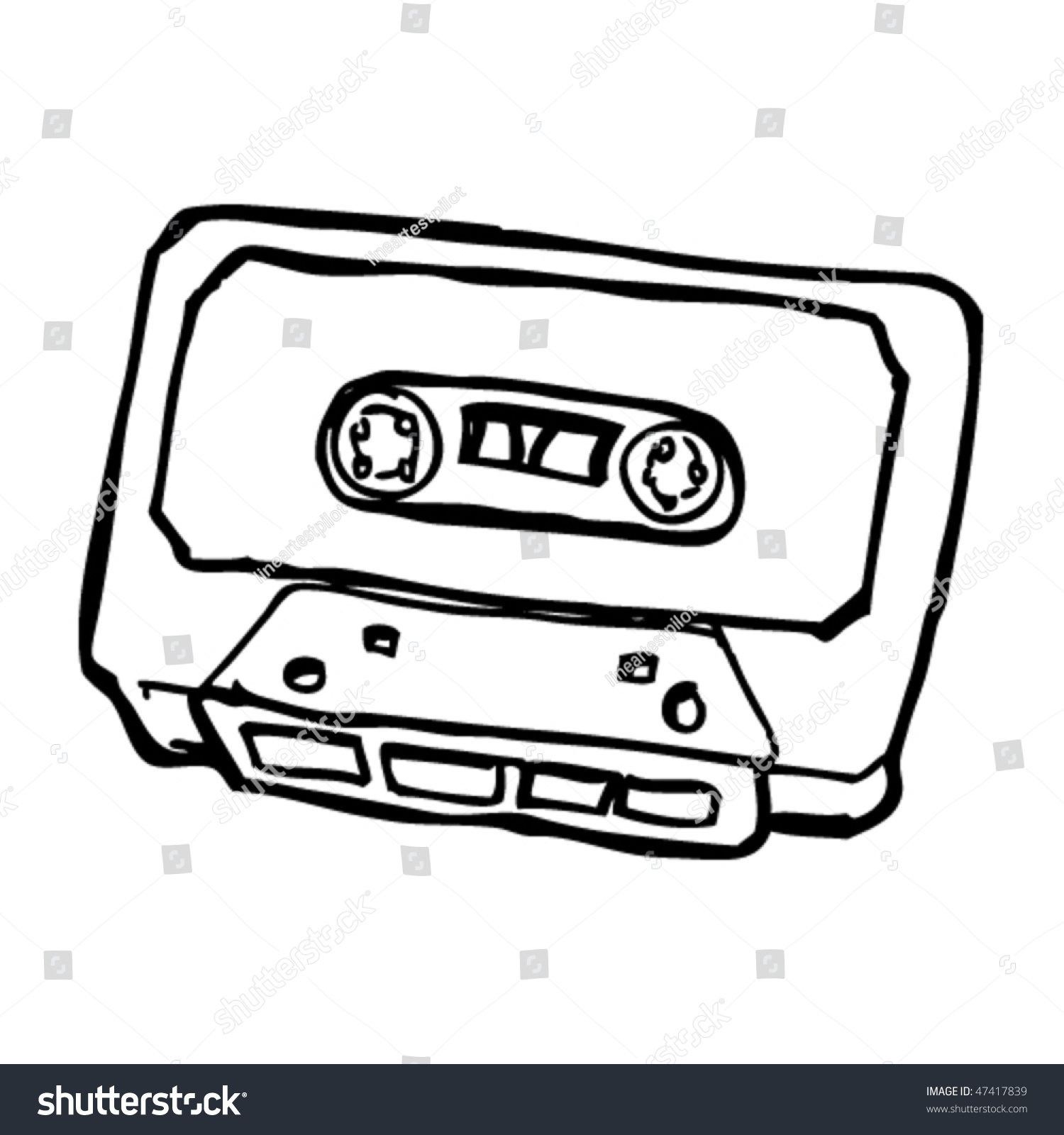 Drawing Of A Retro Cassette Tape Stock Vector Illustration 47417839