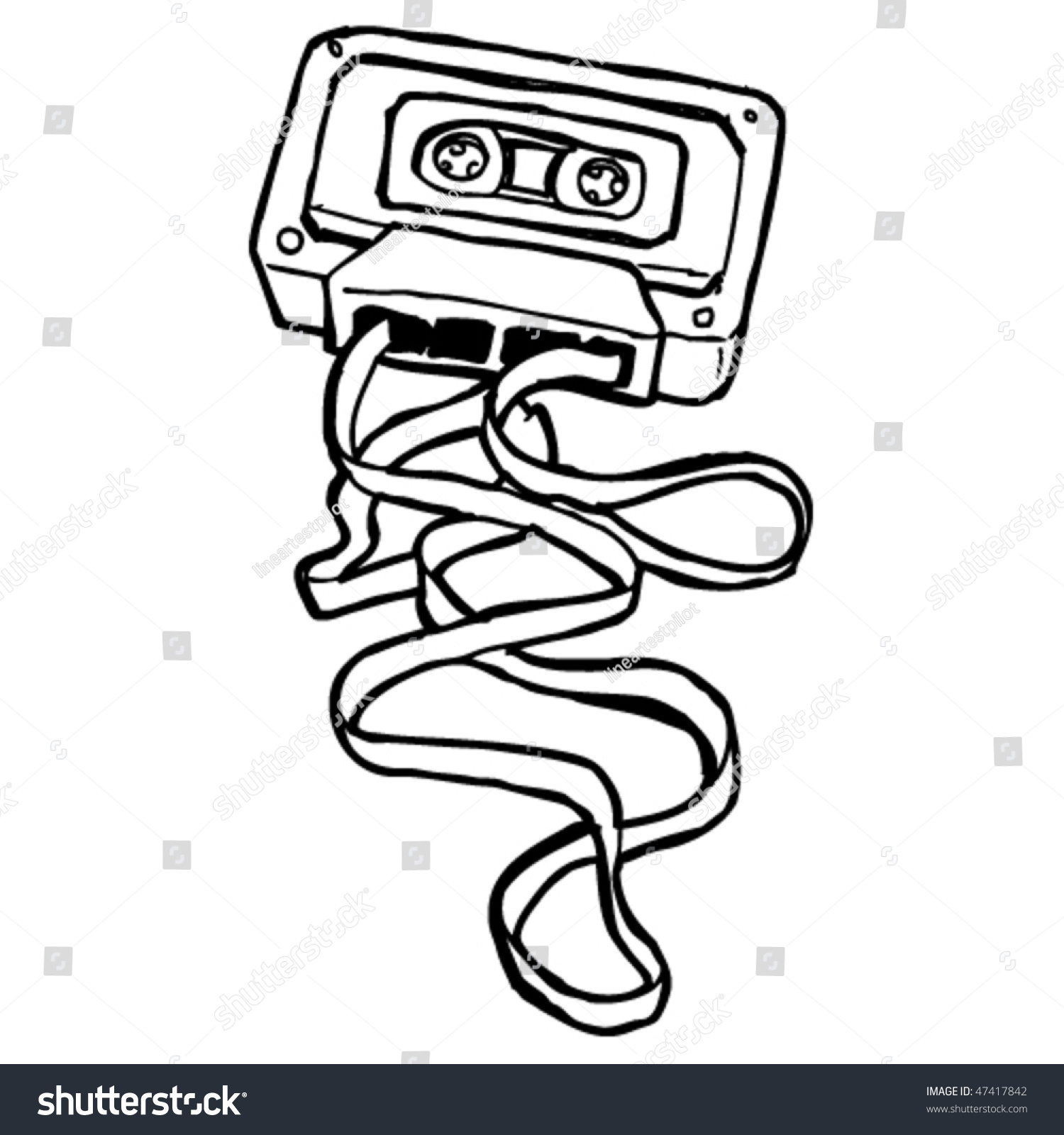 Drawing Of A Retro Cassette Tape Stock Vector Illustration 47417842