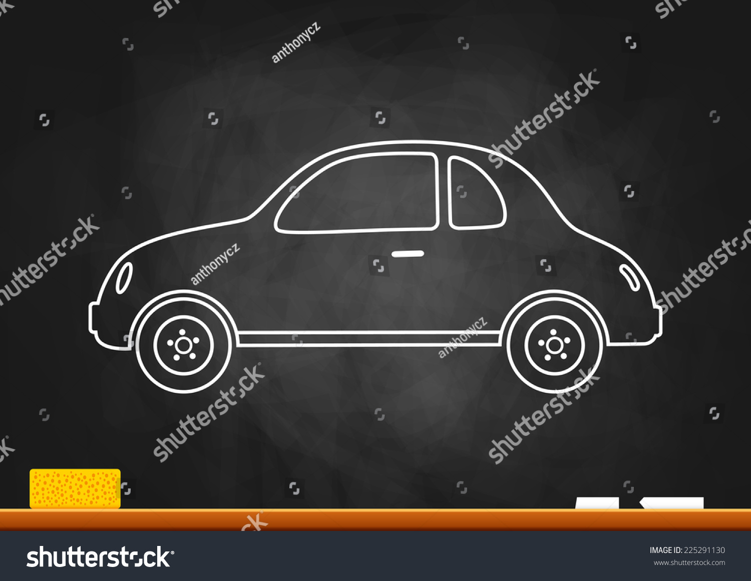 Drawing of car on blackboard Drawing of car on blackboard