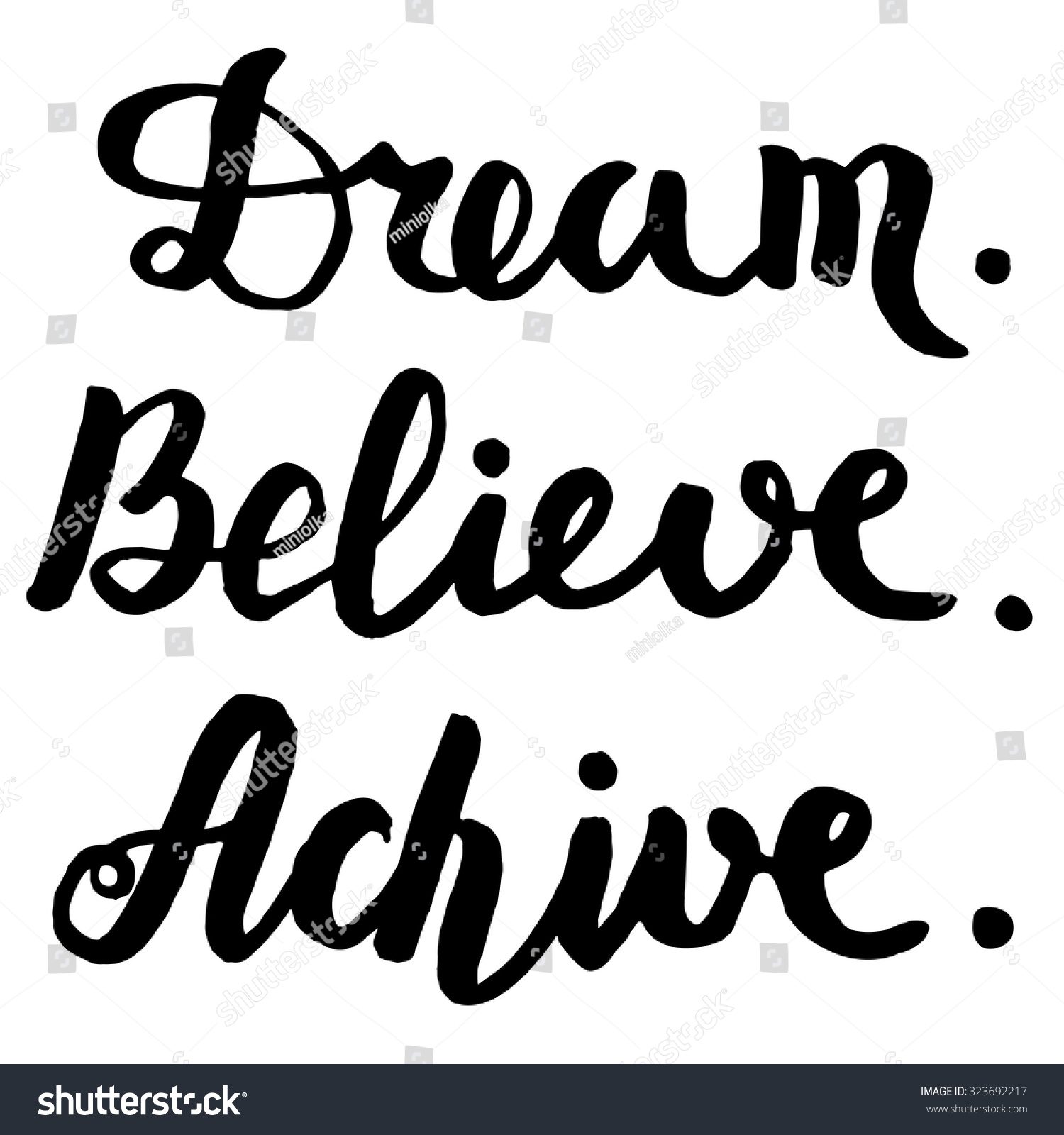 Download Dream Believe Achieve Hand Drawn Lettering Stock Vector ...