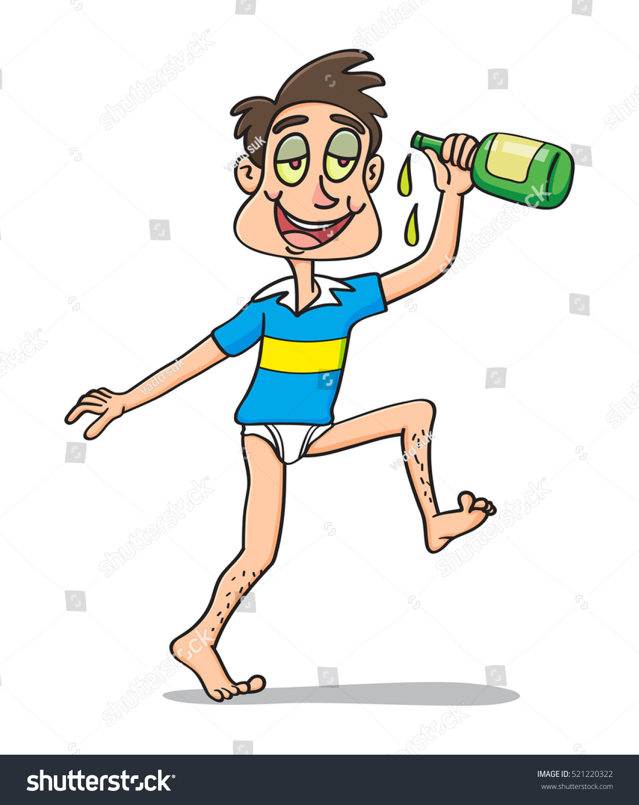 Drunk Man Bottle Alcohol Vector Illustration Stock Vector 521220322