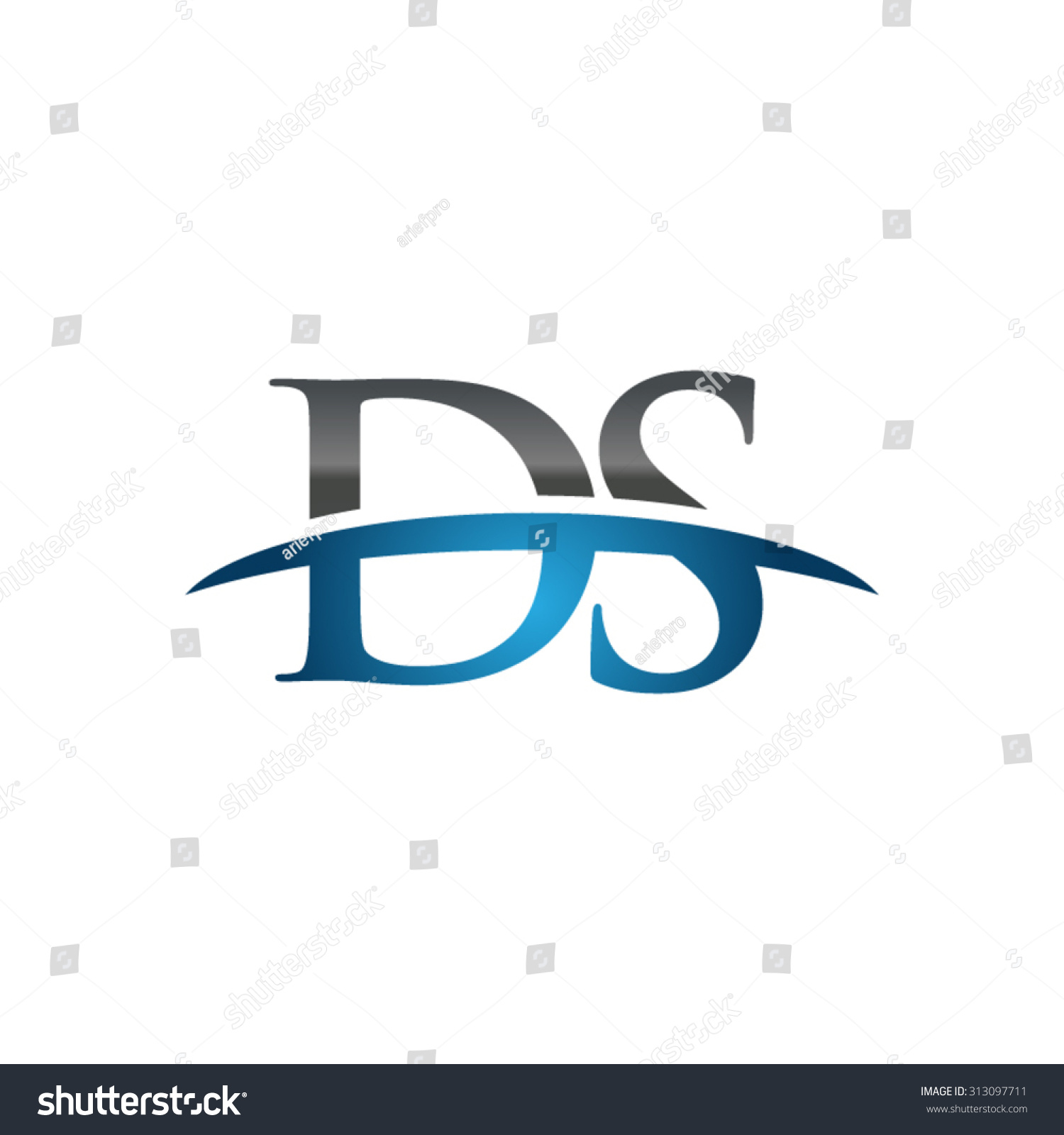 Ds Initial Company Blue Swoosh Logo Illustration vectorielle libre de