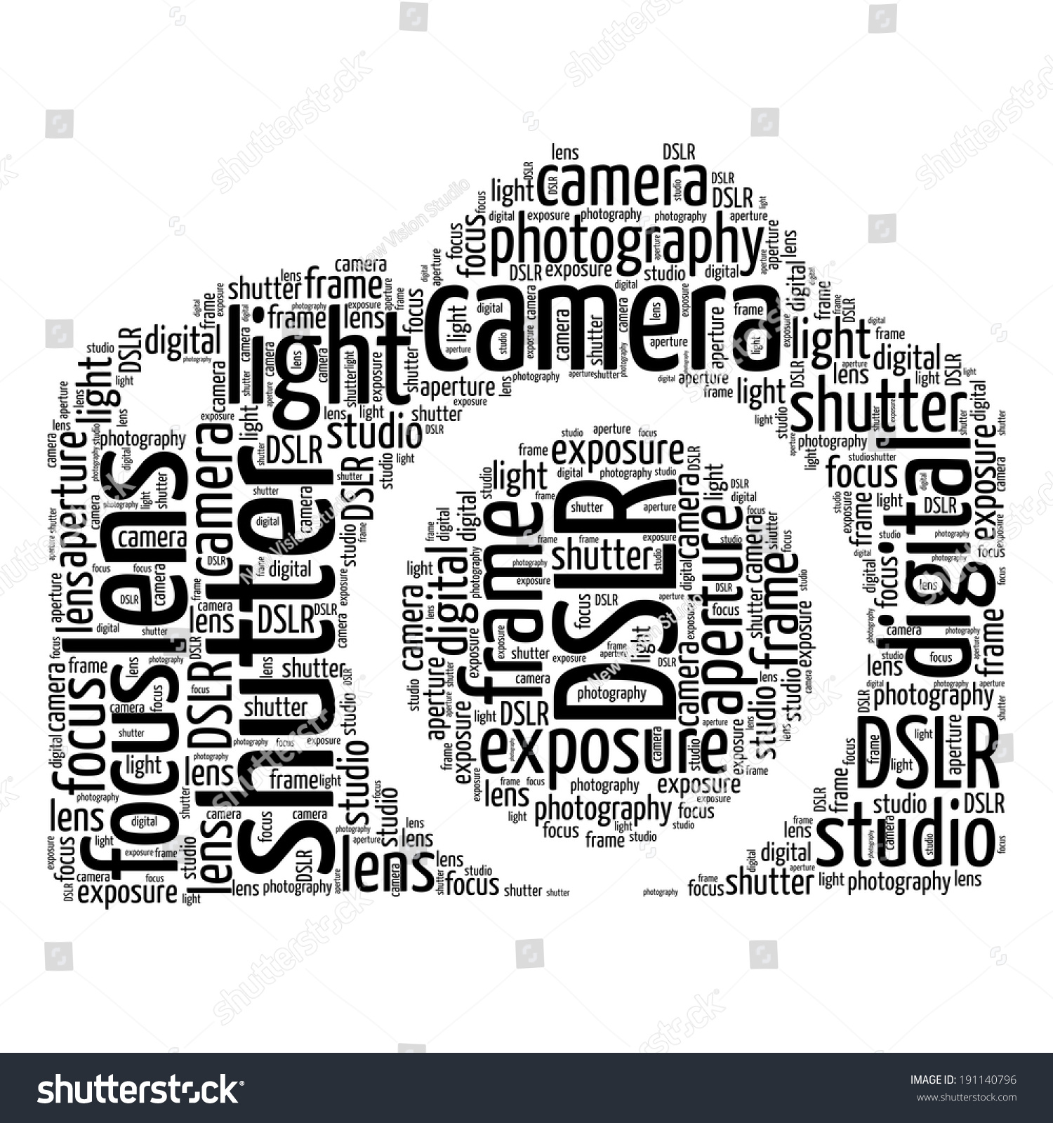 Dslr Camera Word Cloud Stock Vector Illustration 191140796 Shutterstock