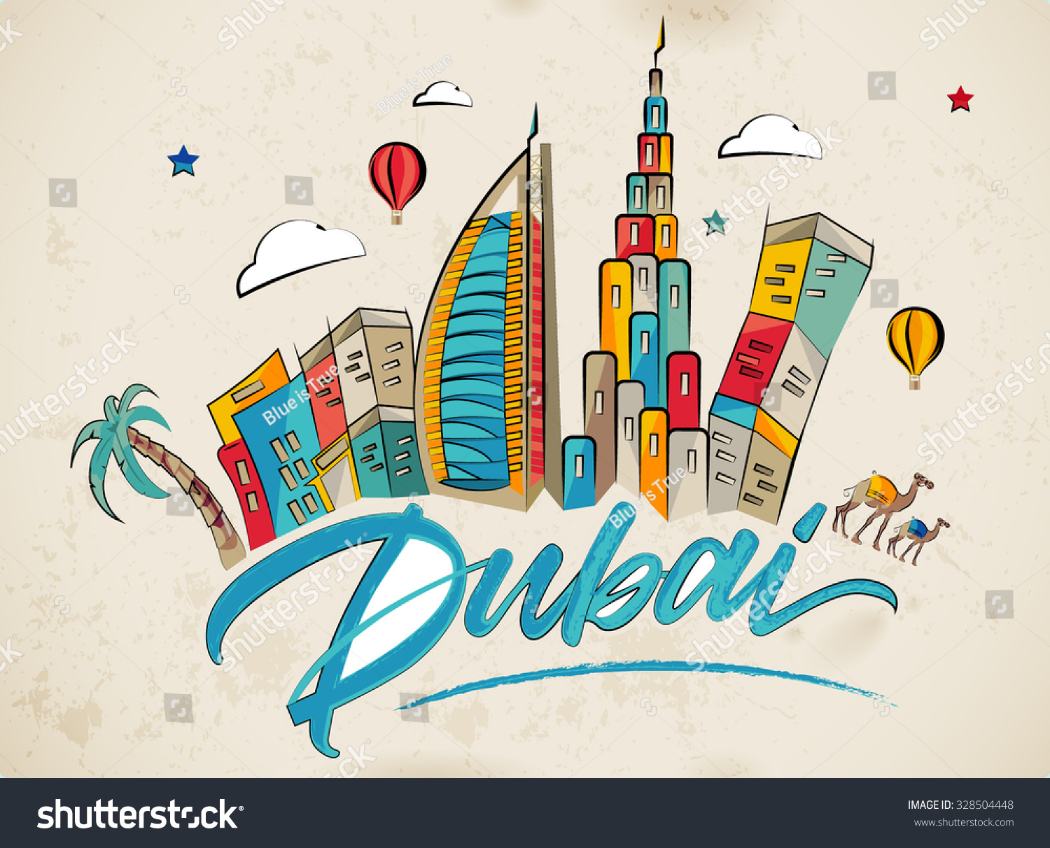 Dubai Skyline Vector - 328504448 : Shutterstock