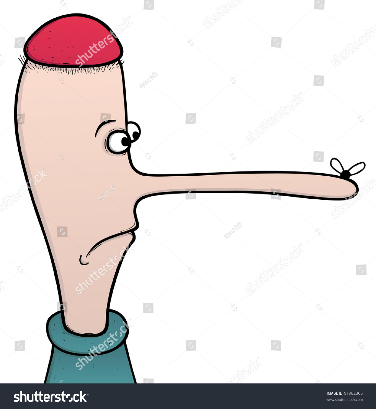 Dumb Boy Long Nose Cartoon Illustration Stock Vector 91982366